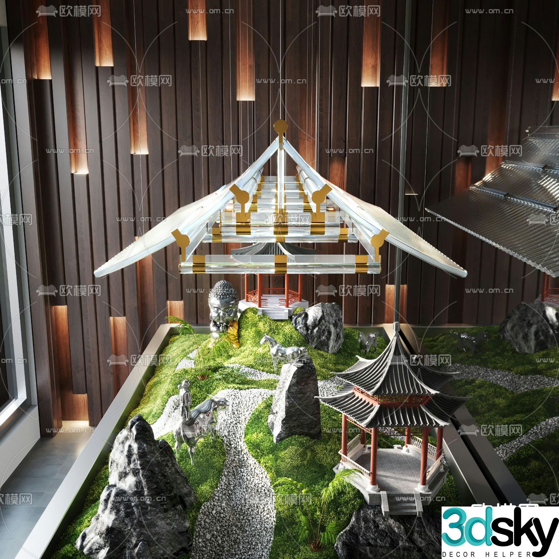 Indoor landscaping moss landscaping 3d model