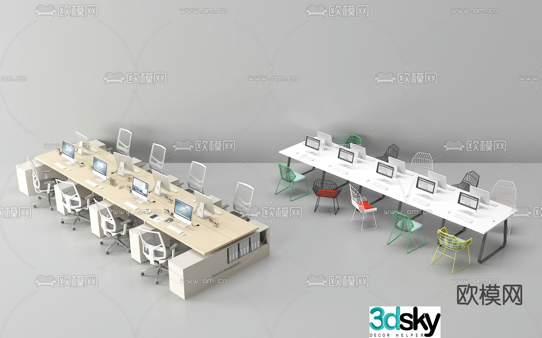 Office desk and chair 3d model