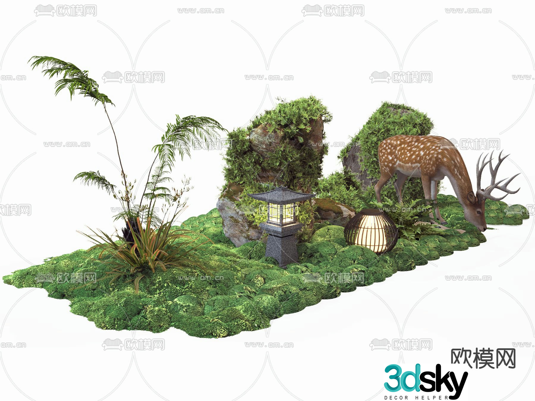 micro terrain micro landscape moss stone 3d model