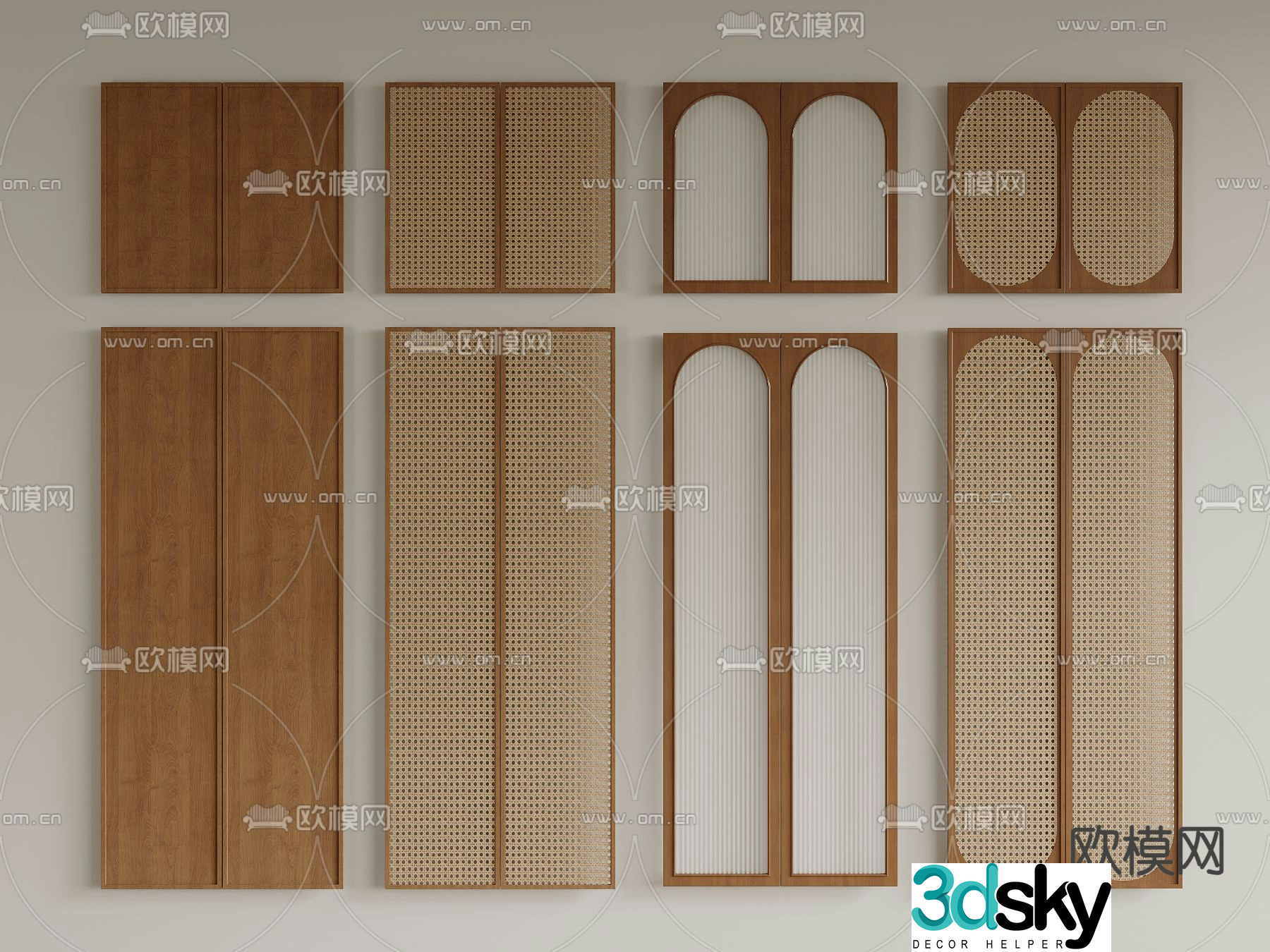 Wasabi Rattan cabinet door wardrobe door 3D model