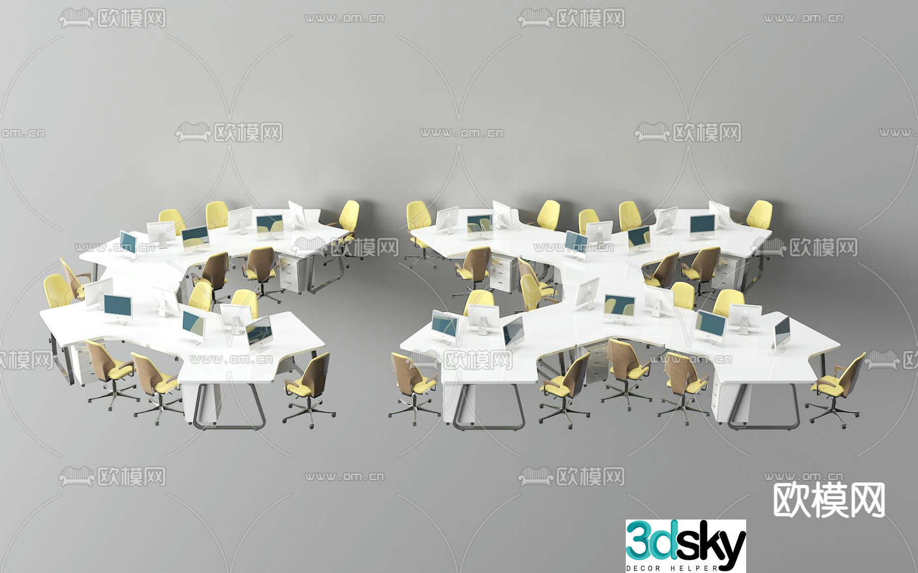 Office desk and chair 3d model