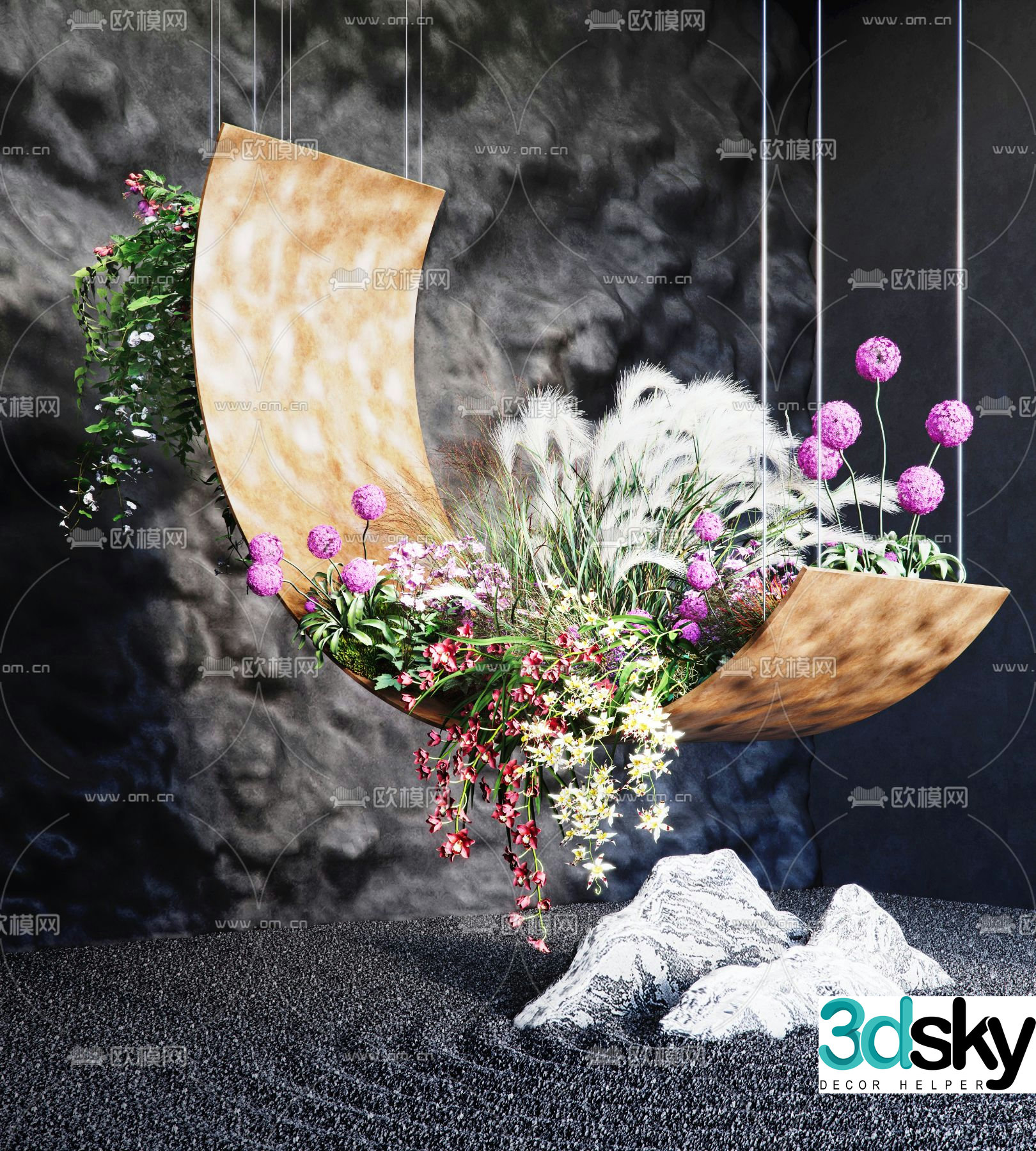 Landscape sketch flower 3d model