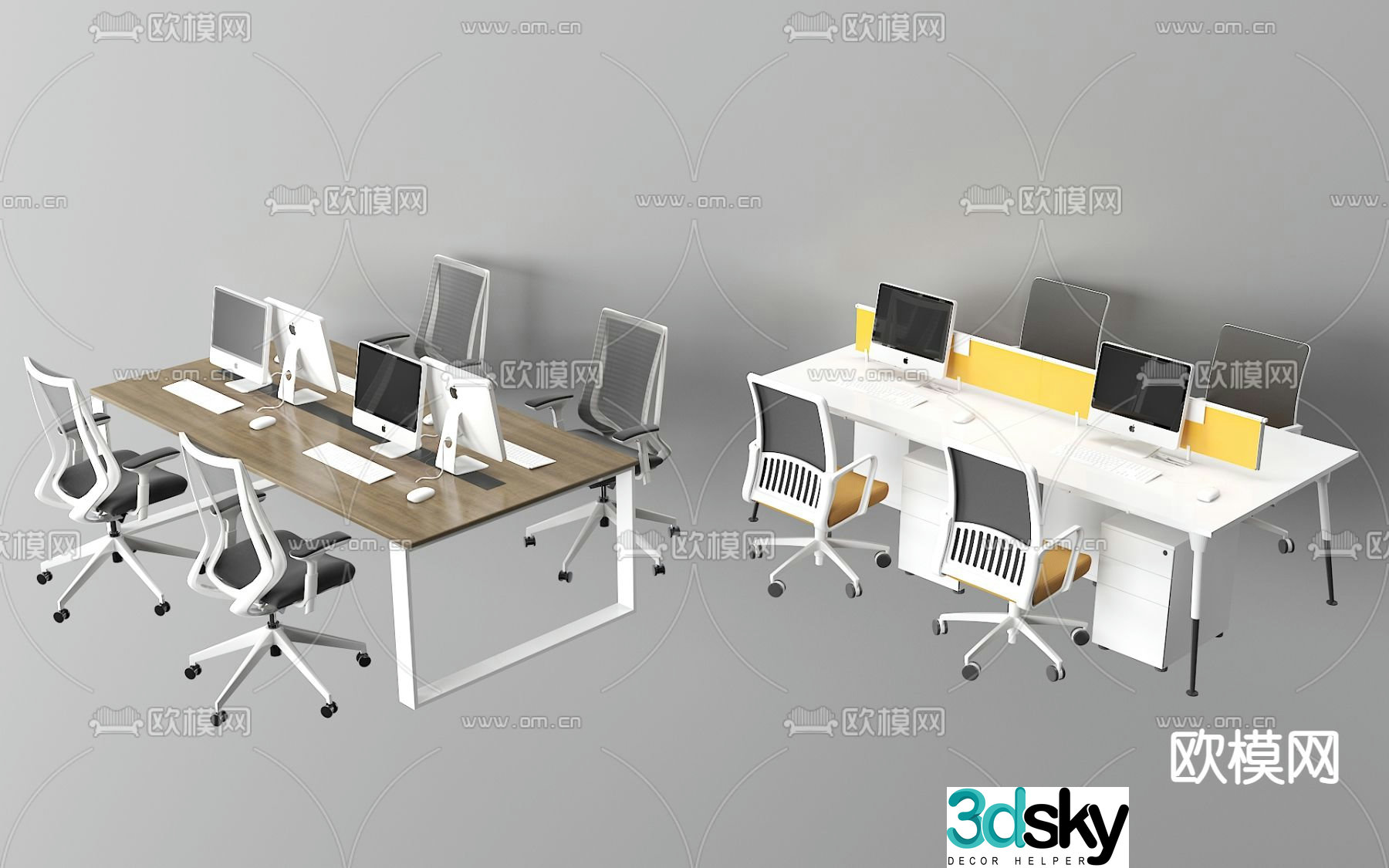 Office desk and chair 3d model