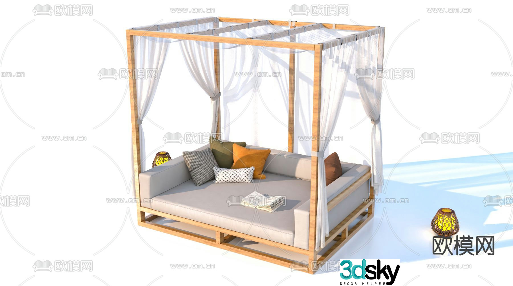 Outdoor sofa bed umbrella shed rest pavilion 3D model