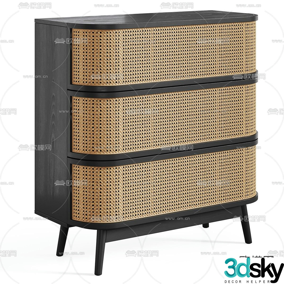 Laora bedside table rattan cabinet 3d model