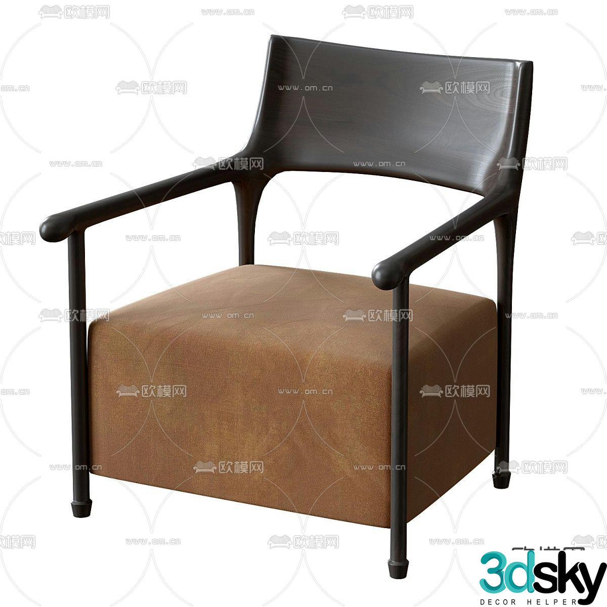 Velvet Sofa Single Sofa 3D Model
