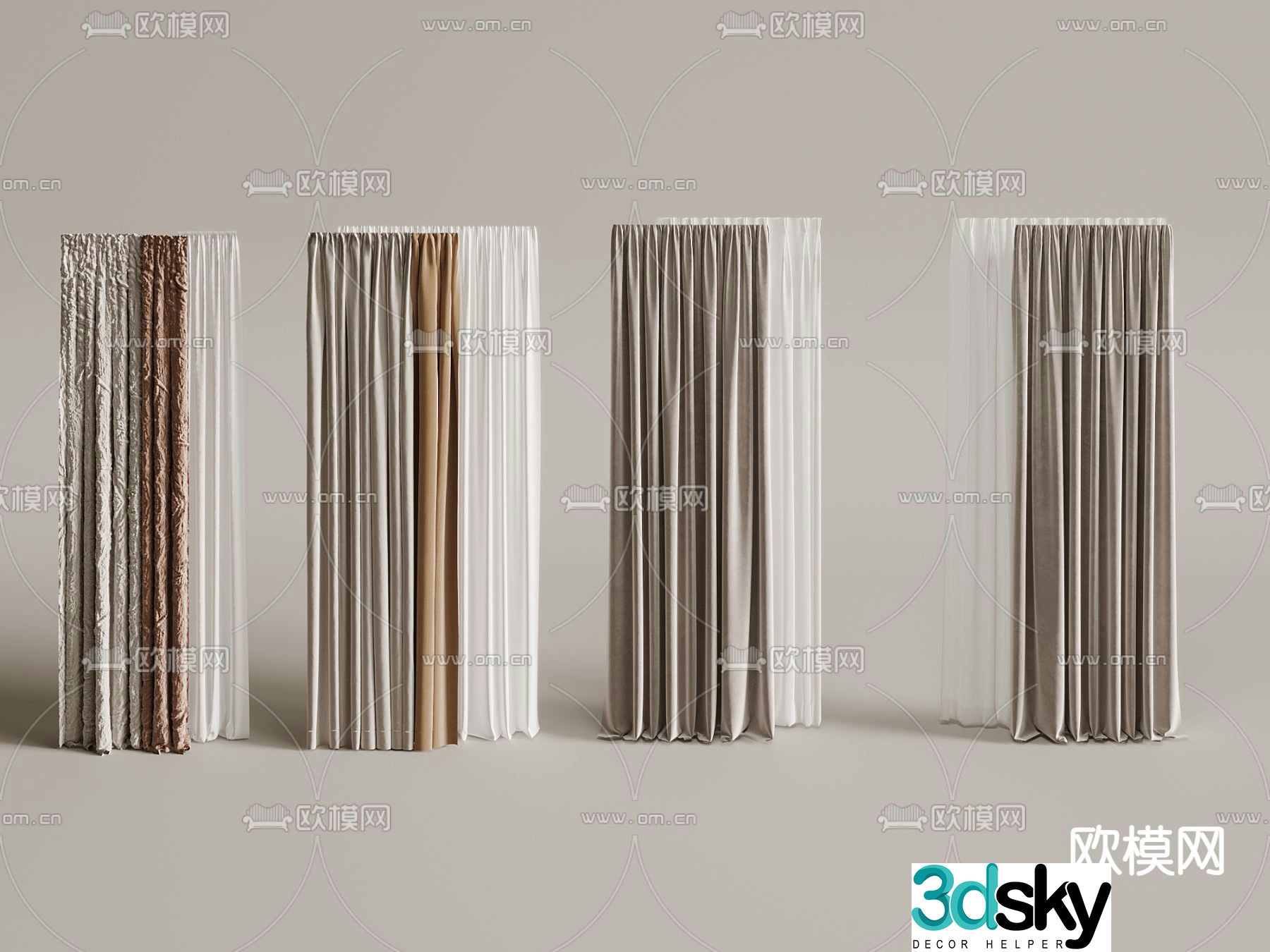 Plain curtains 3d model