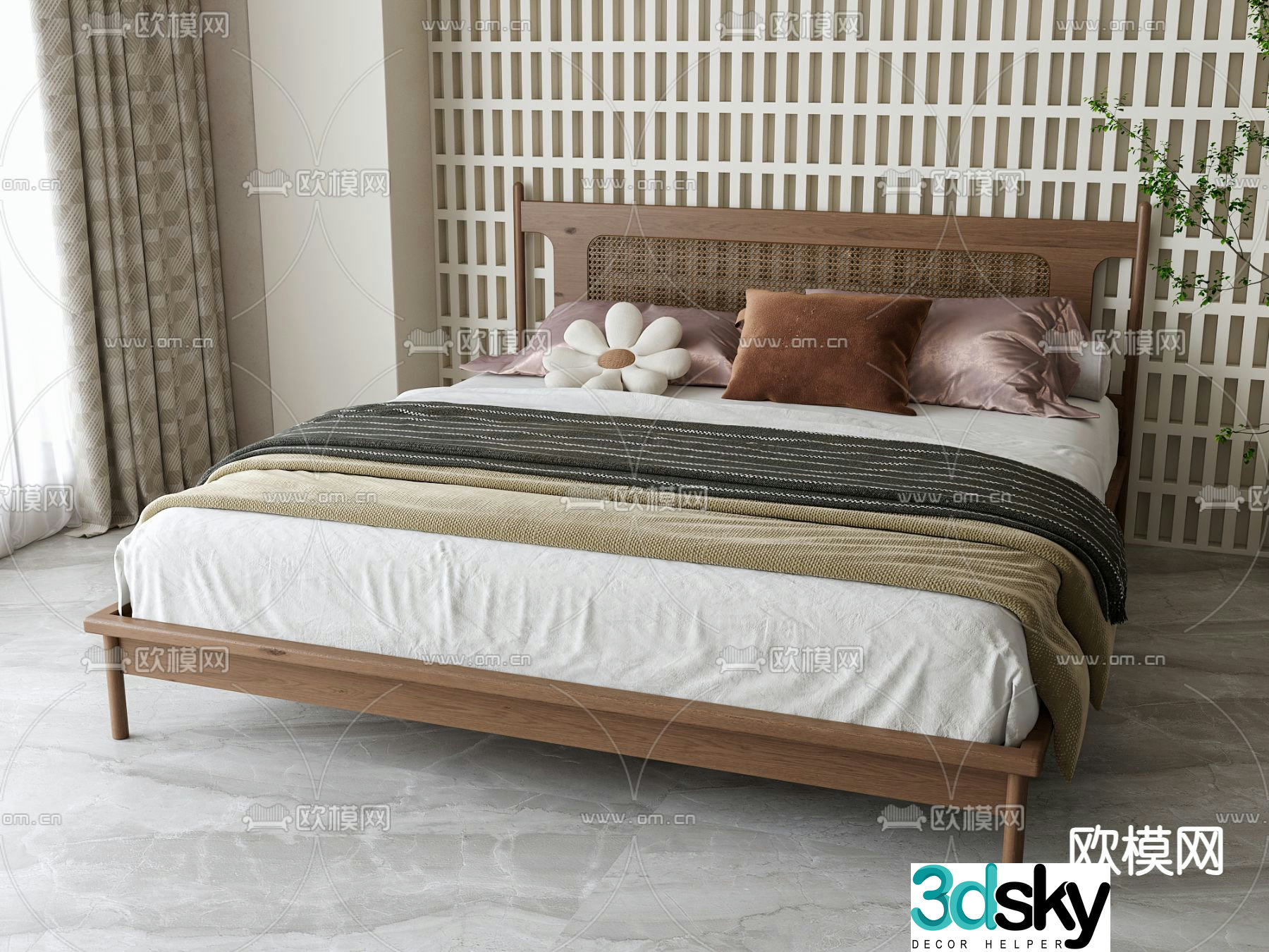 Nordic double bed 3d model