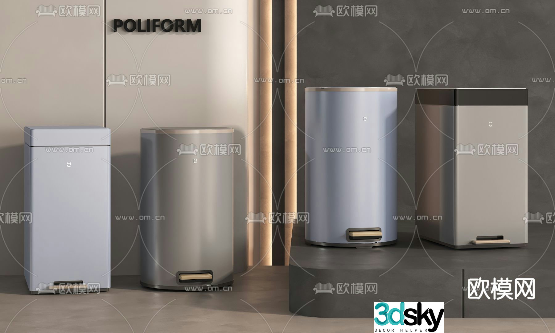 Independent trash can public trash can 3d model