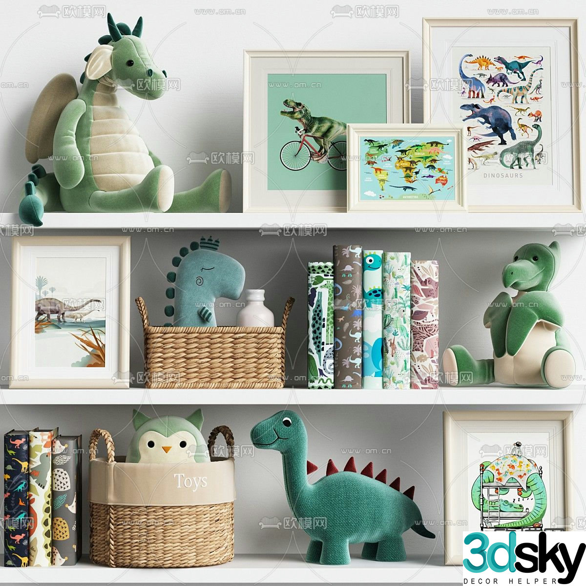 Children’s ornaments dolls paintings books storage basket 3D model