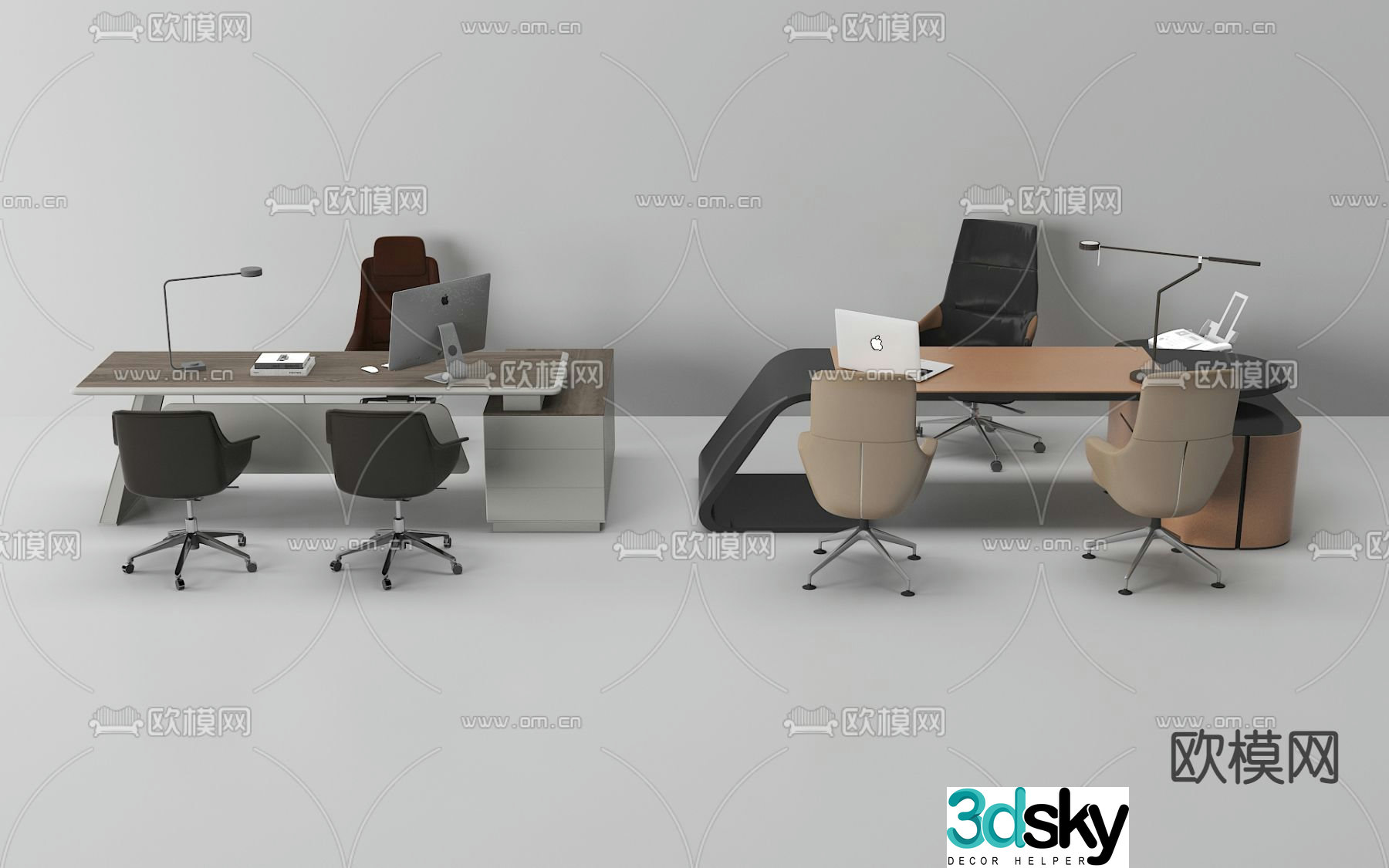 Office desk and chair 3d model