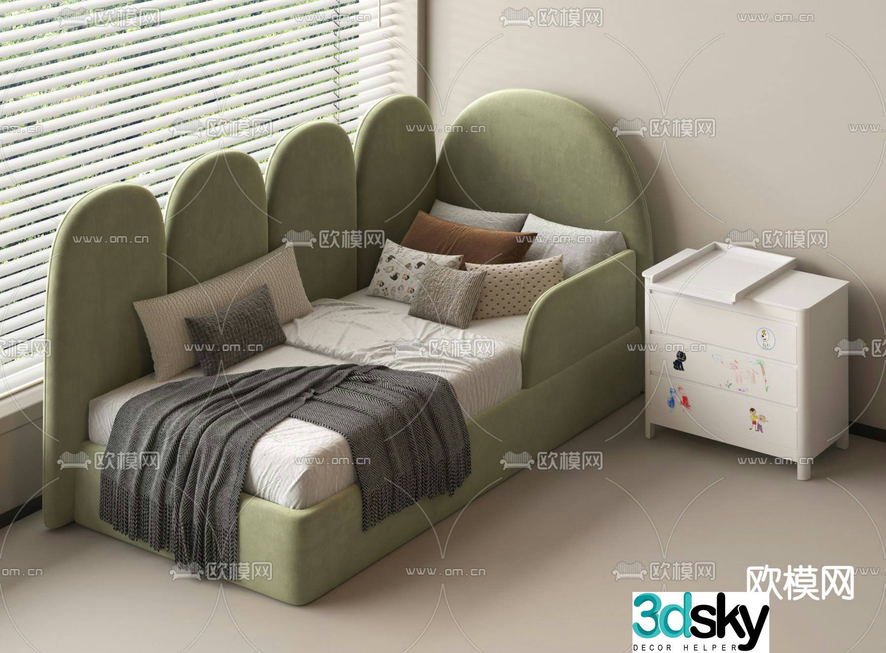 Modern children’s bed child’s bed crib 3d model