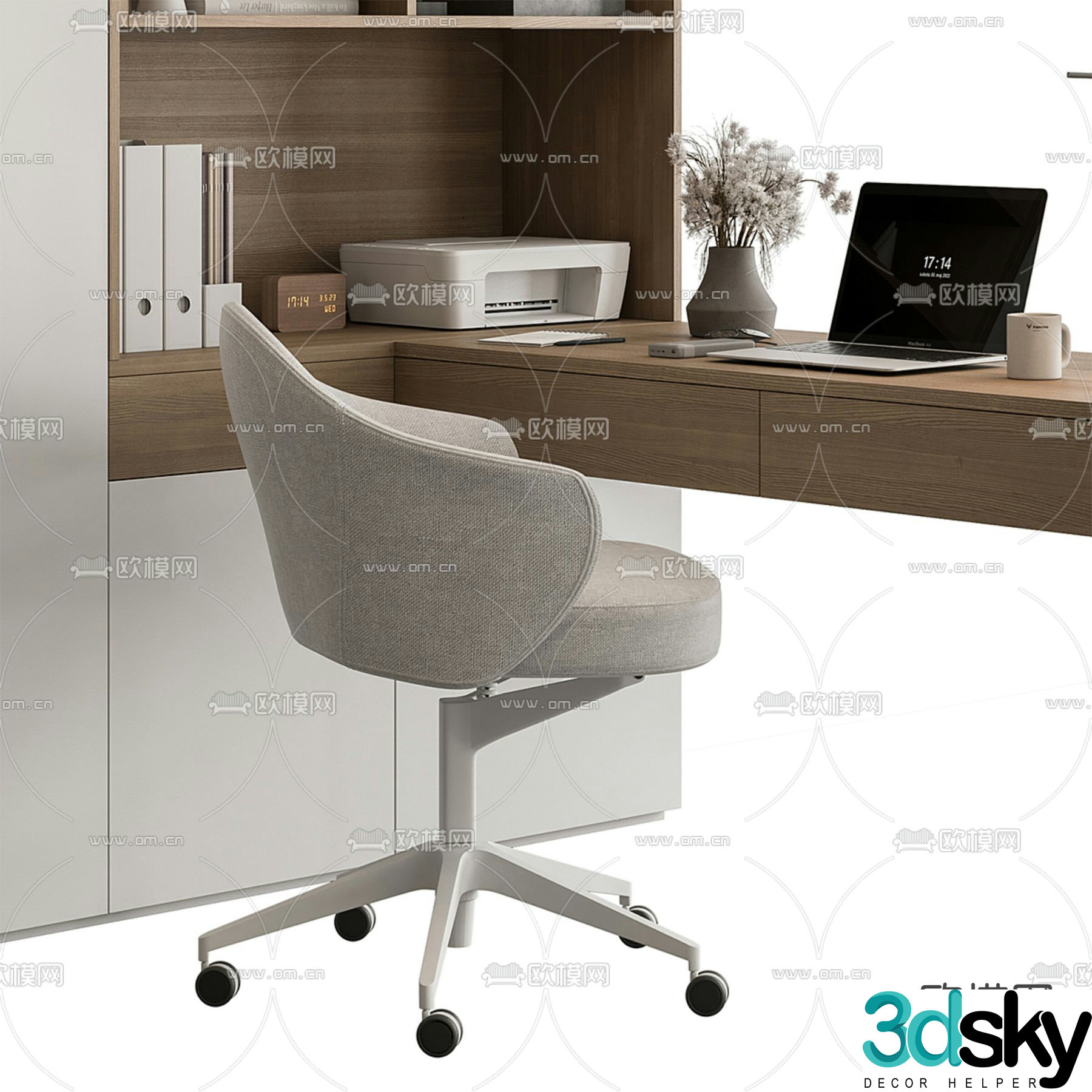 Simple desk and chair 3d model