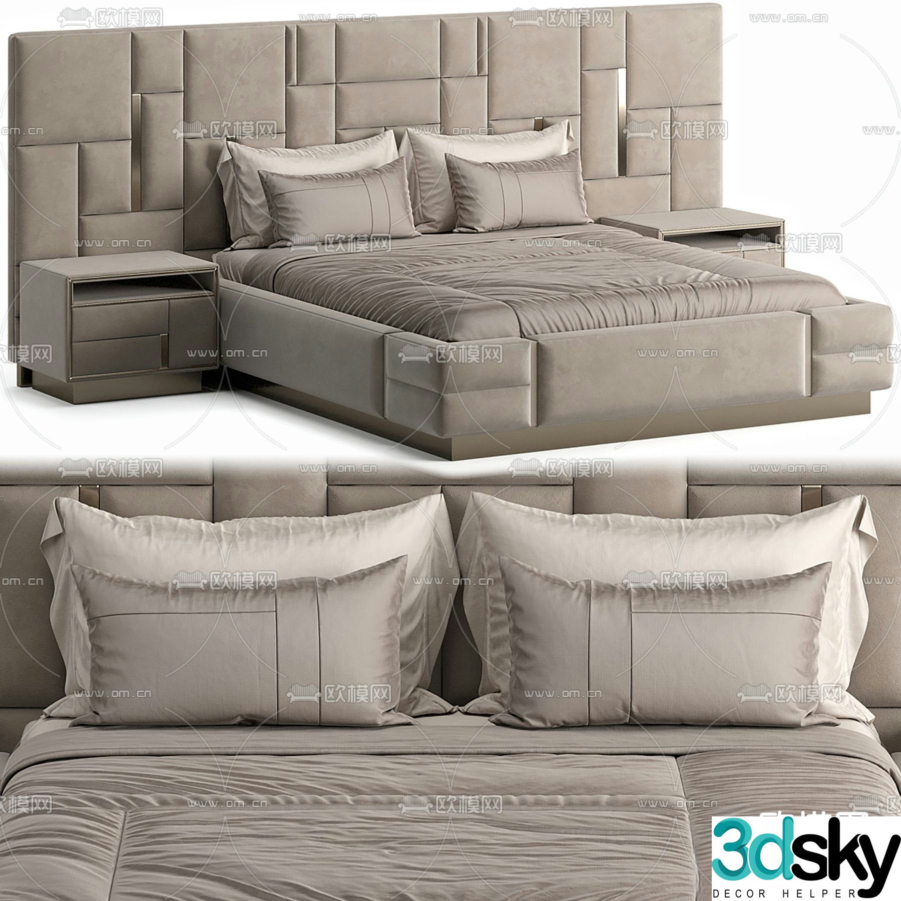 Modern double bed 3d model