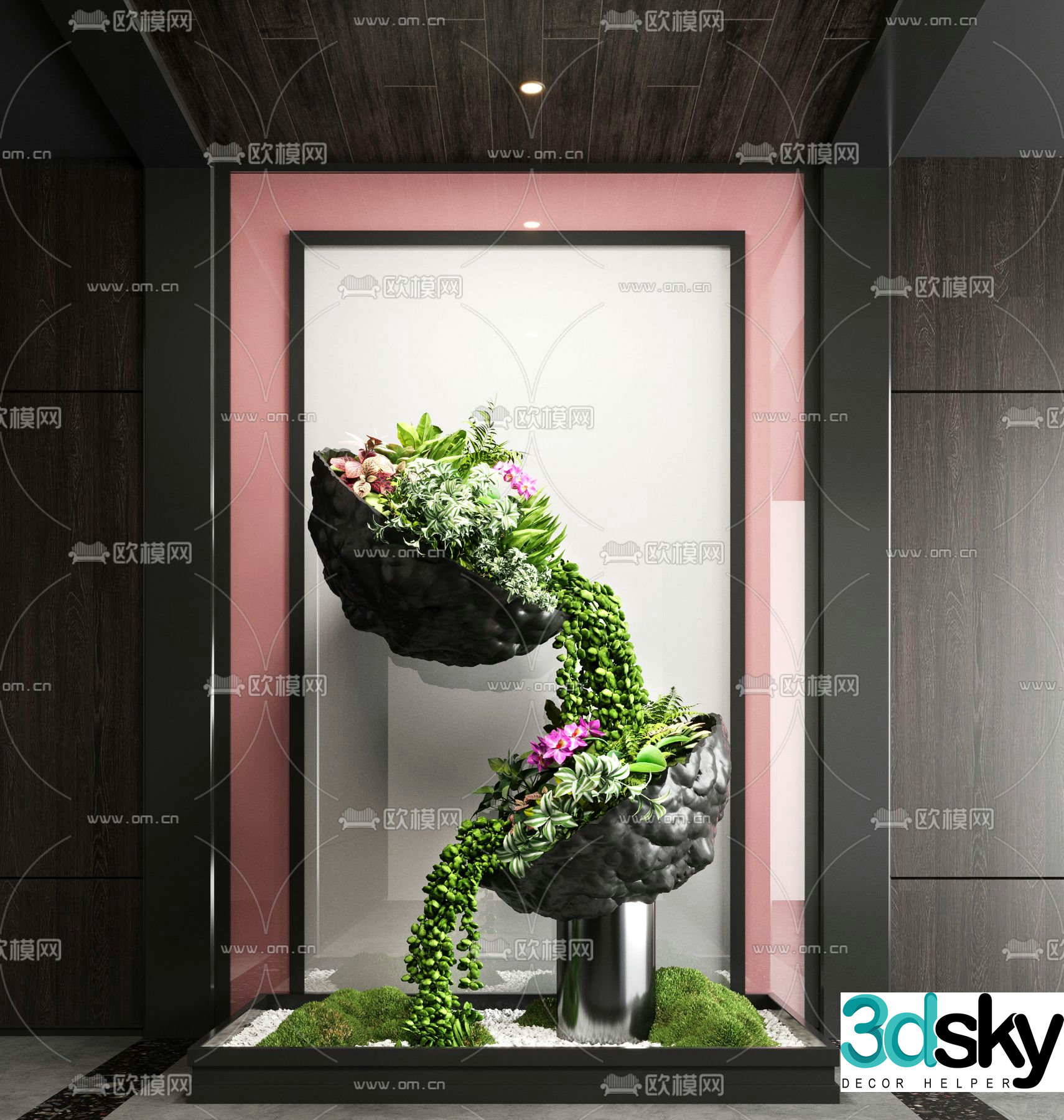 Indoor green plant landscaping hanging plant 3d model