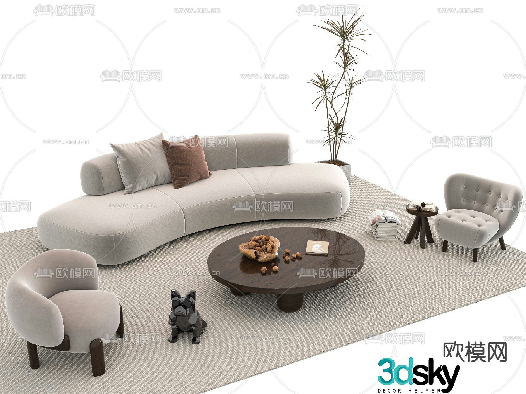 Modular sofa curved sofa 3d model