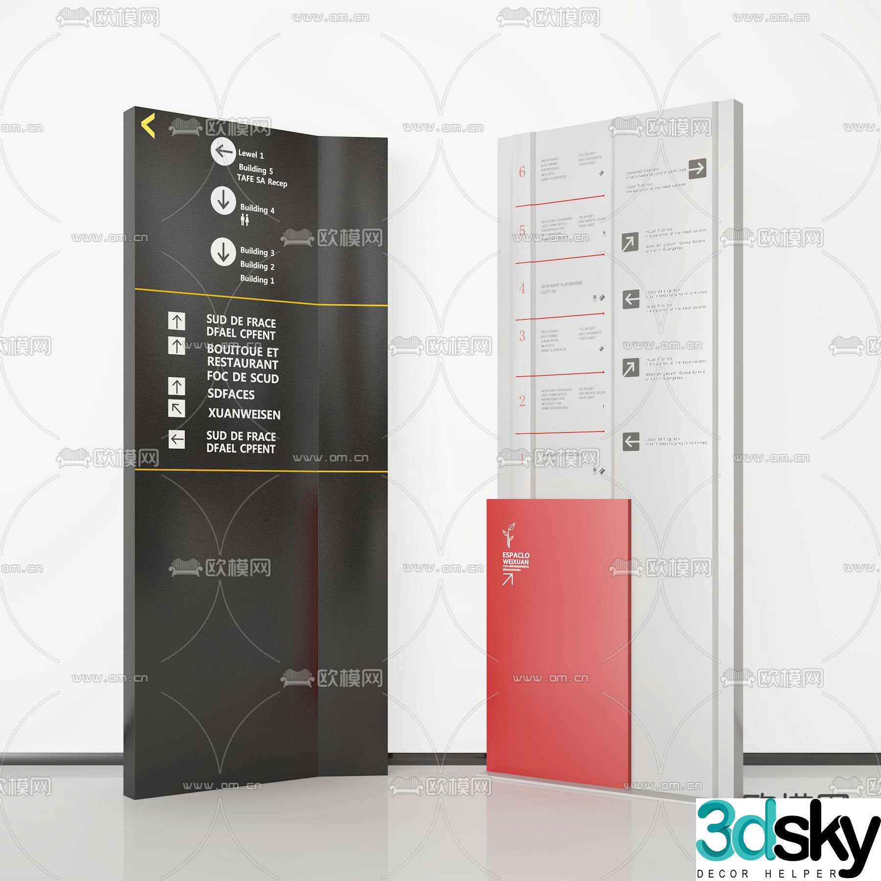 Guide sign, guide sign, guide sign, floor sign 3d model
