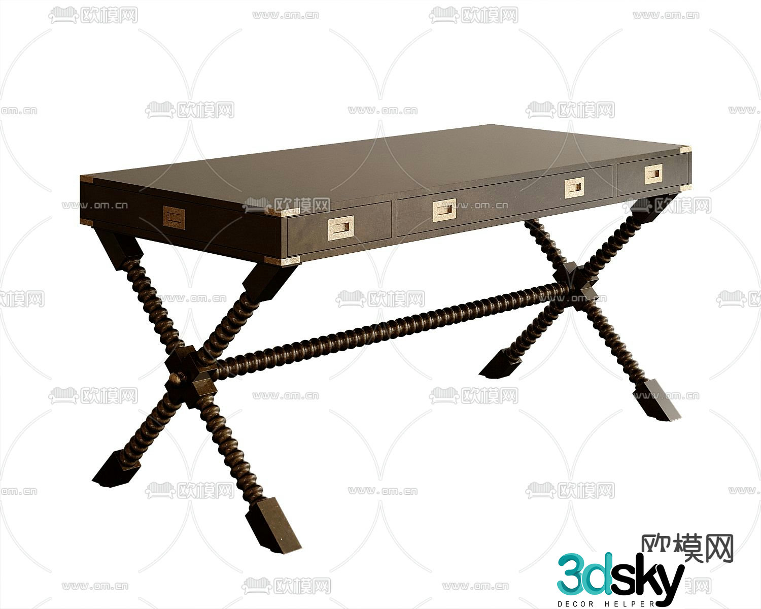 American desk desk 3d model