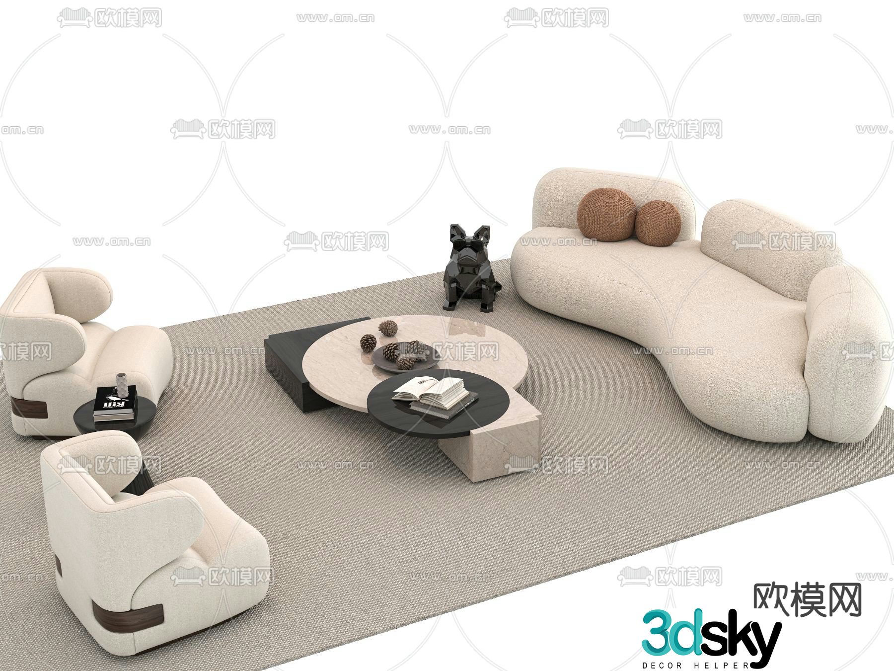 Modular sofa curved sofa 3d model