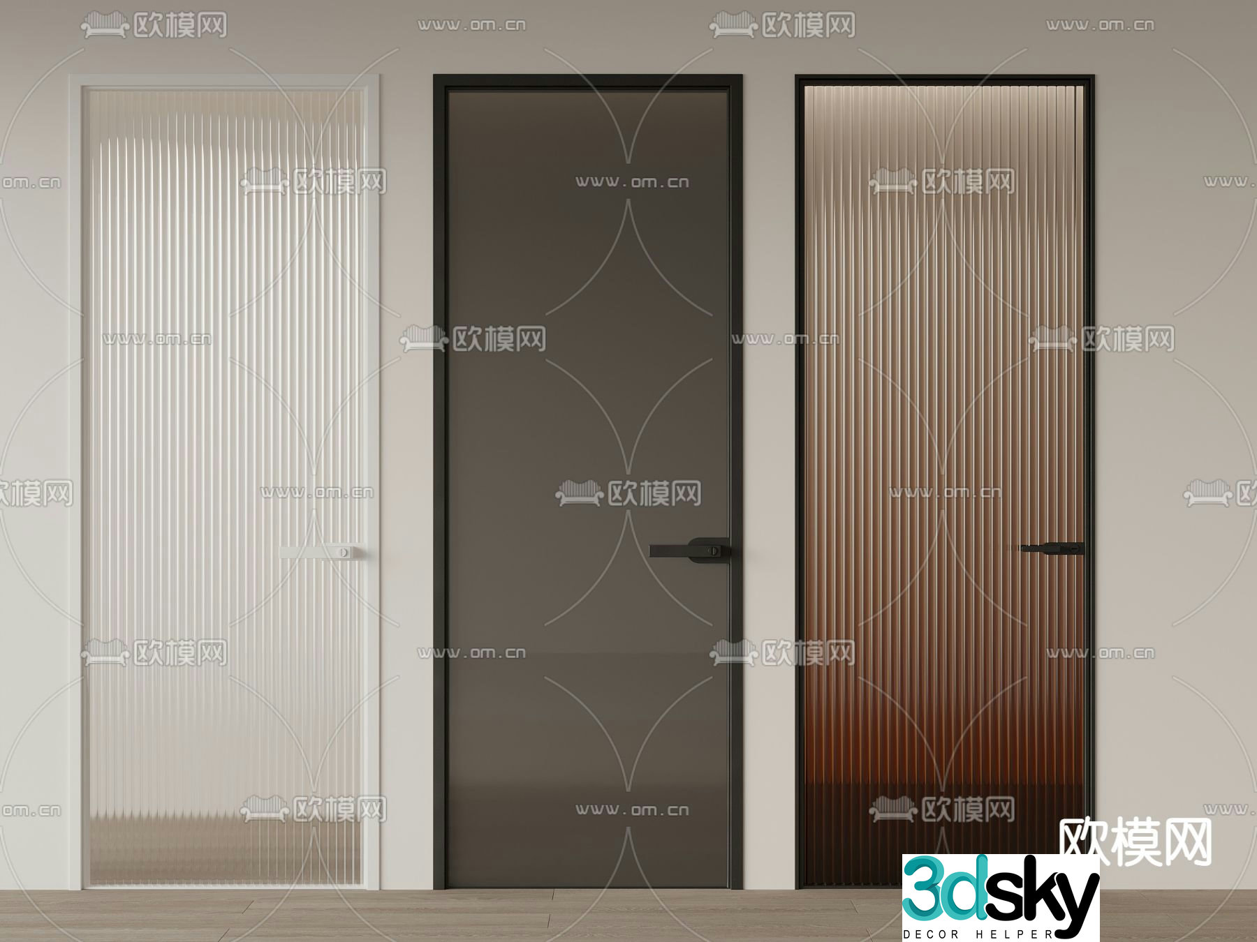 Changhong Glass Door Single Open Door Bathroom Door 3D Model