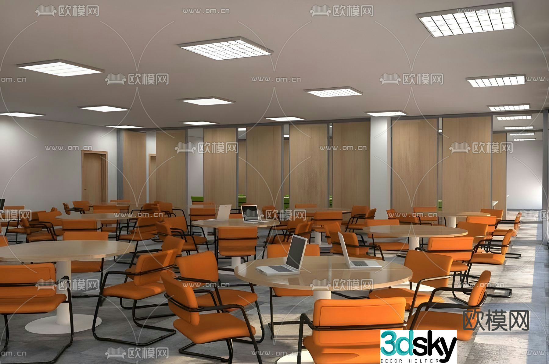 Large conference room office 3d model