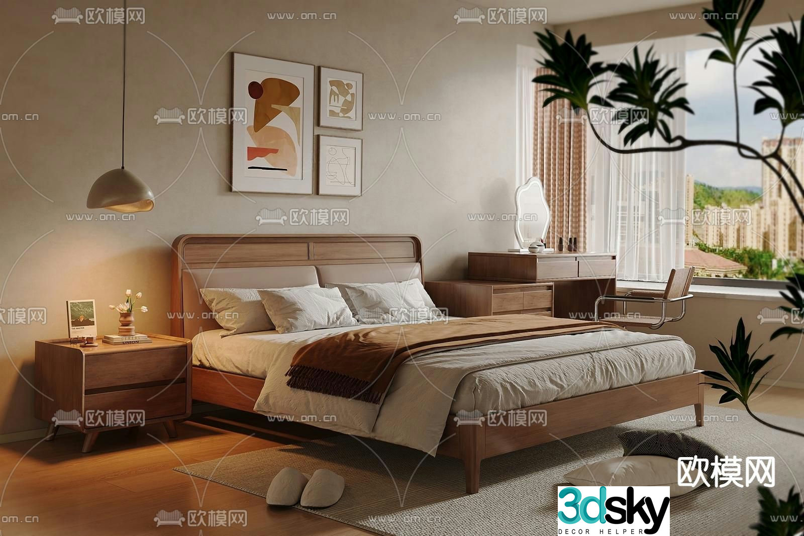 Medieval style double bed 3d model