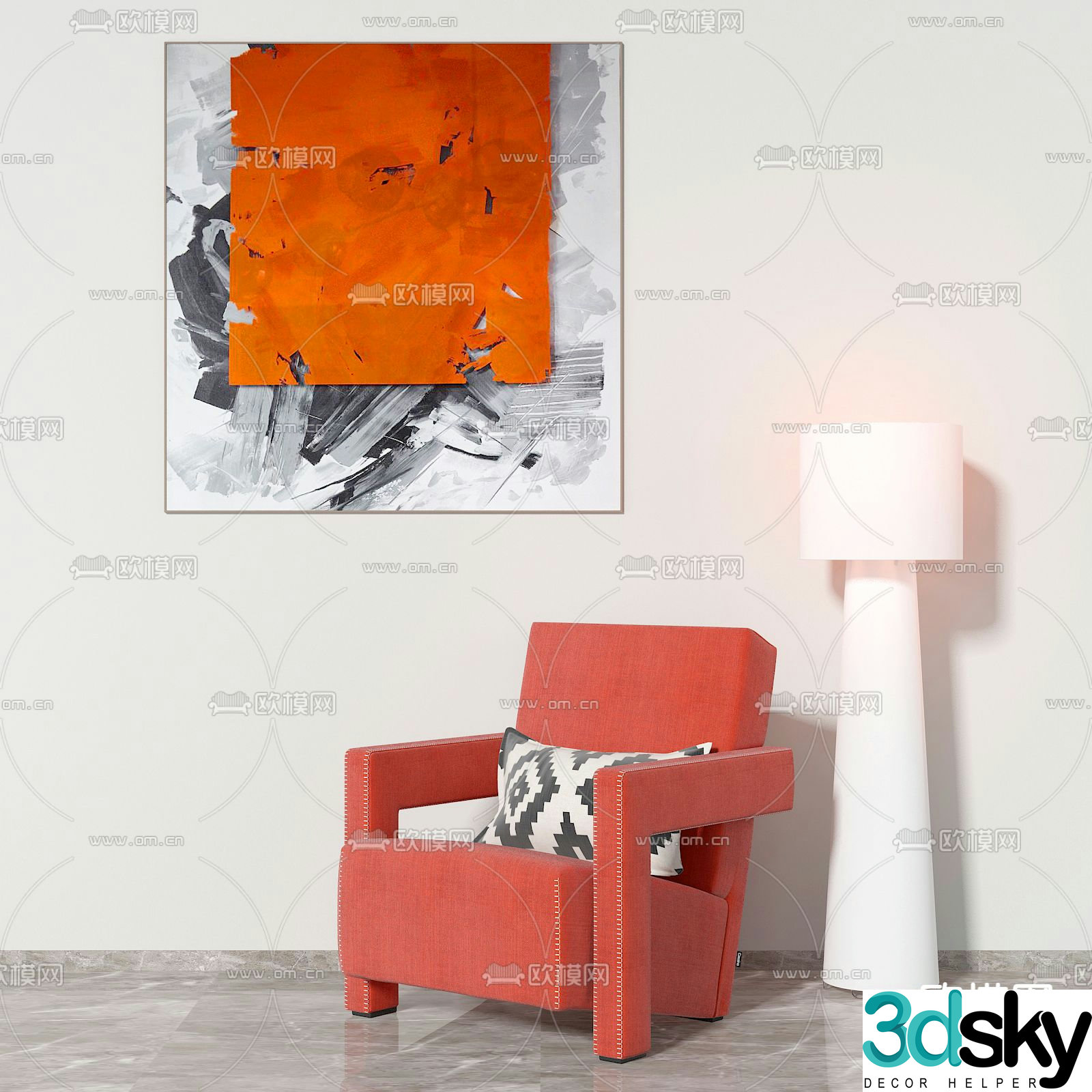 Postmodern leisure sofa chair 3d model