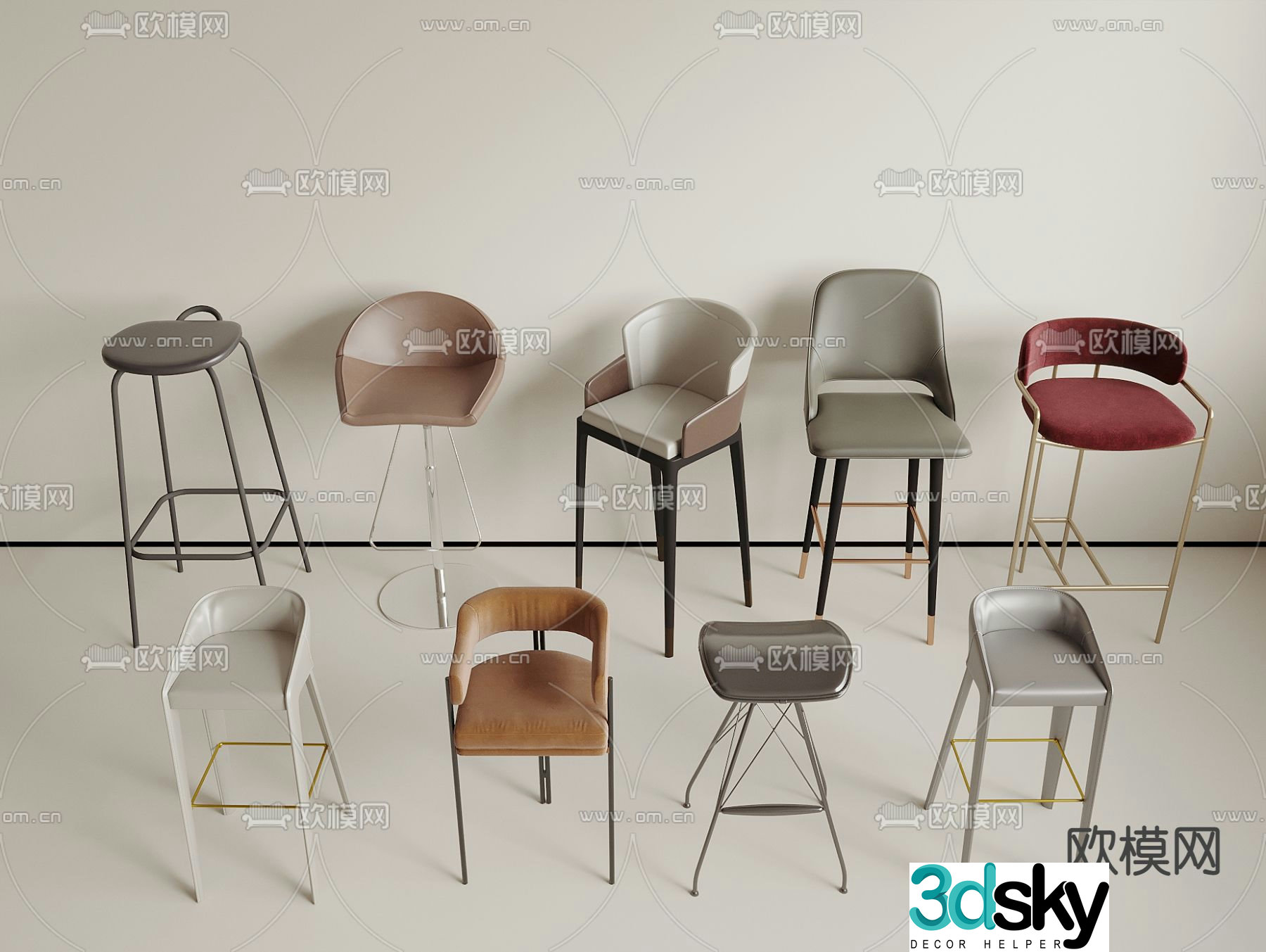 Dining chair bar chair 3d model