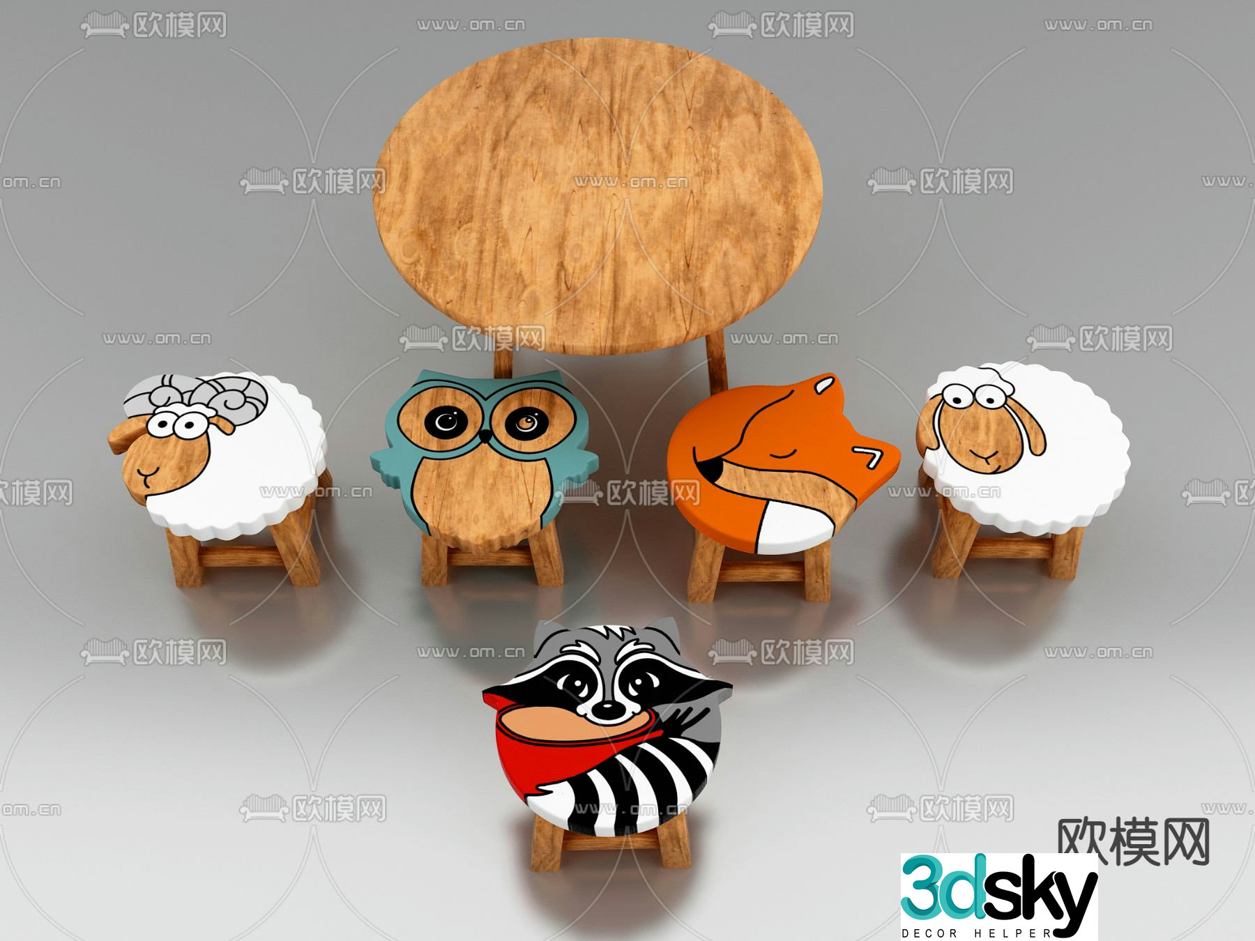 Children’s tables and chairs cartoon tables and chairs 3d model