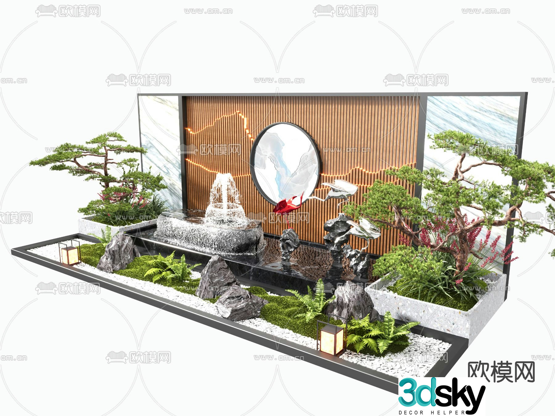 New Chinese style water feature wall feature wall with water water feature fountain 3D model