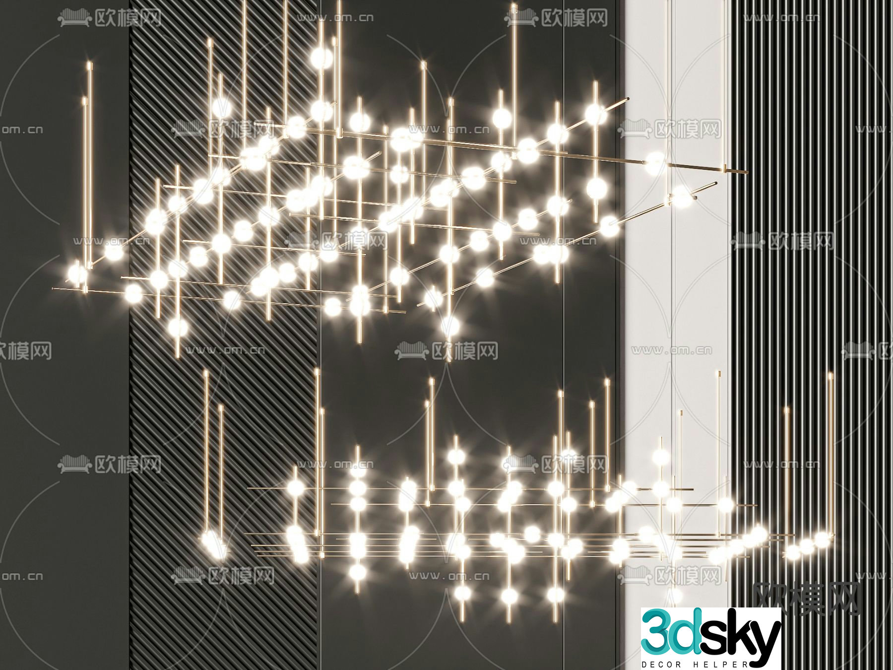 Light luxury chandelier matrix chandelier 3d model