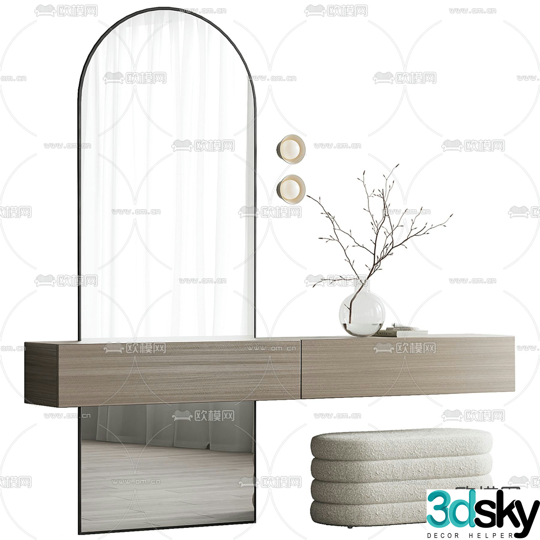 Westwing dressing table floor mirror 3d model