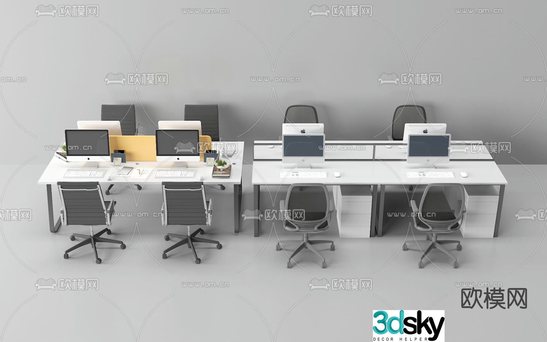 Office desk and chair 3d model
