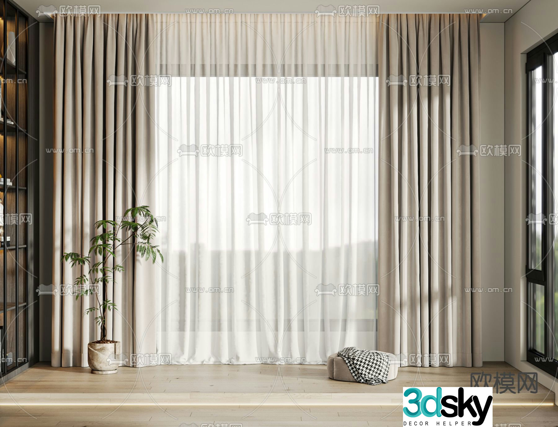 Curtains Window Screen 3D Model
