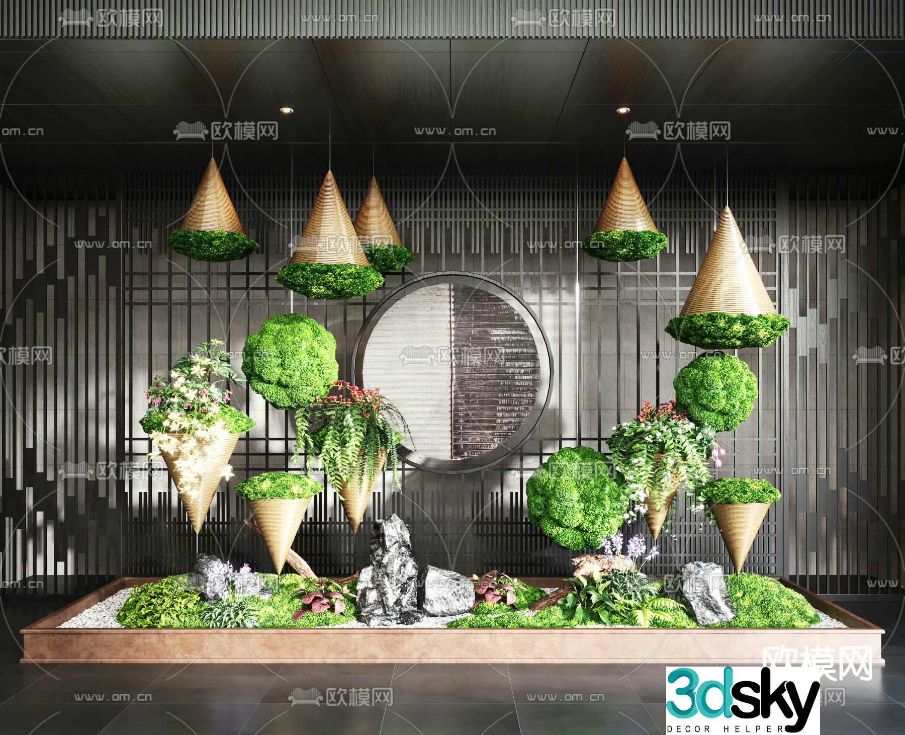 Indoor landscaping moss landscaping 3d model