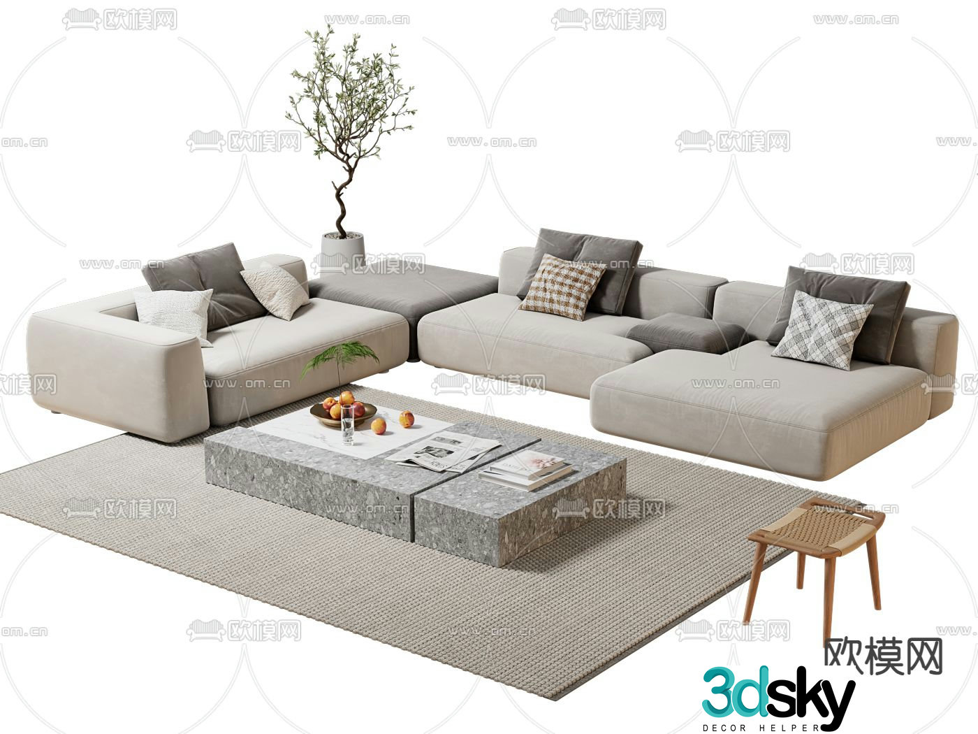 Modern sectional sofa 3d model