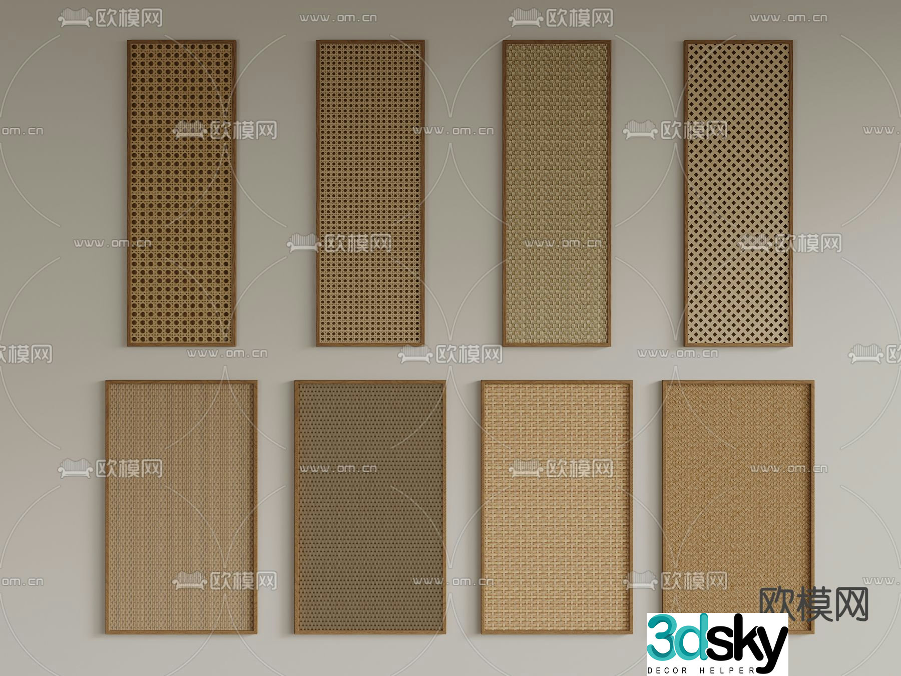 Wasabi Rattan cabinet door wardrobe door panel 3D model