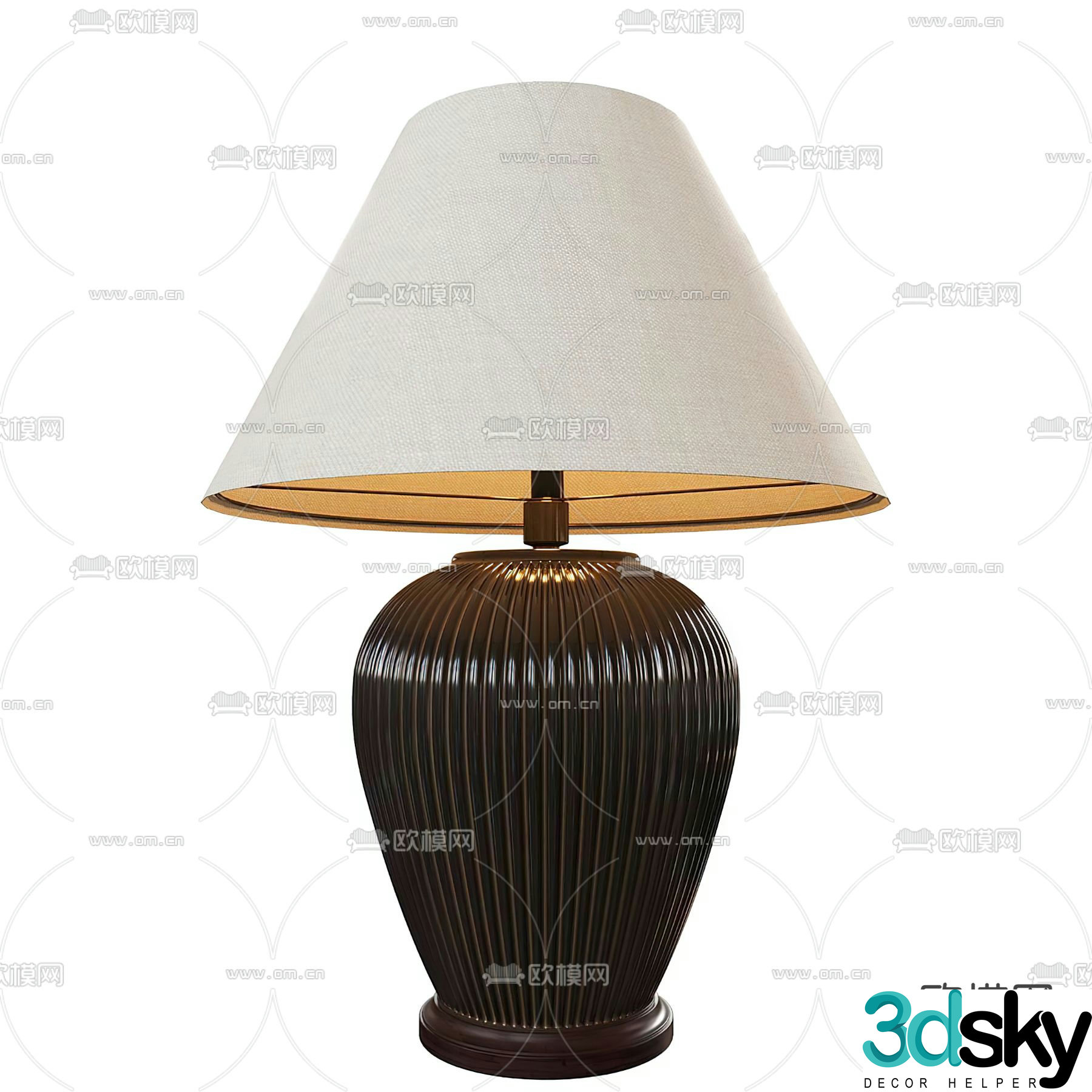 Middle-aged table lamp pottery pot table lamp 3D model
