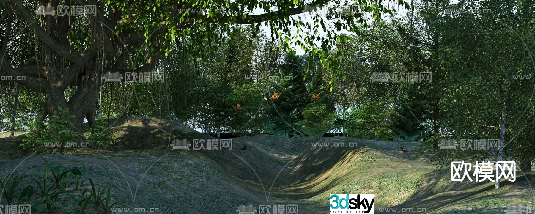 Outdoor landscape garden 3d model