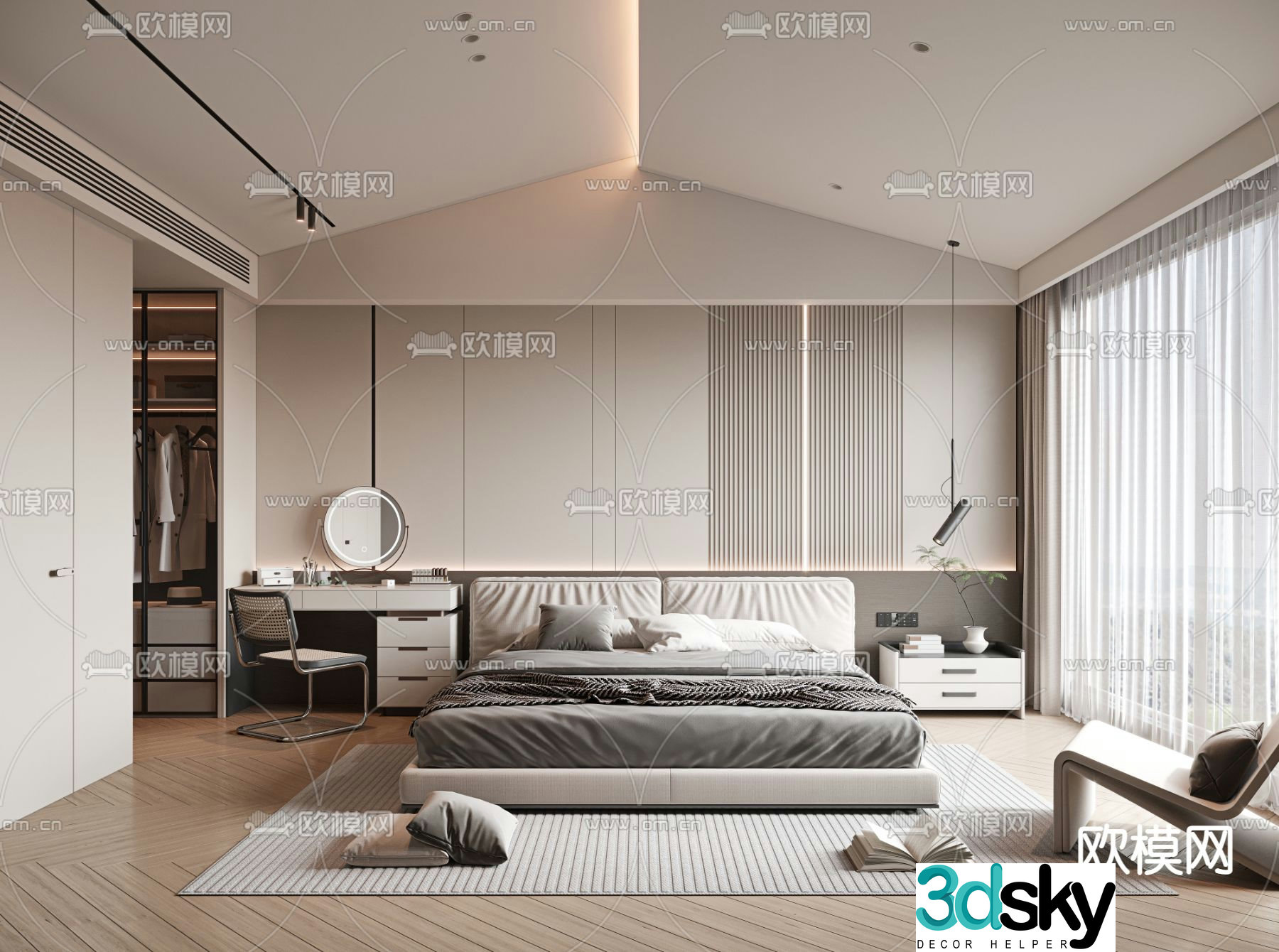 Modern bedroom master bedroom 3d model