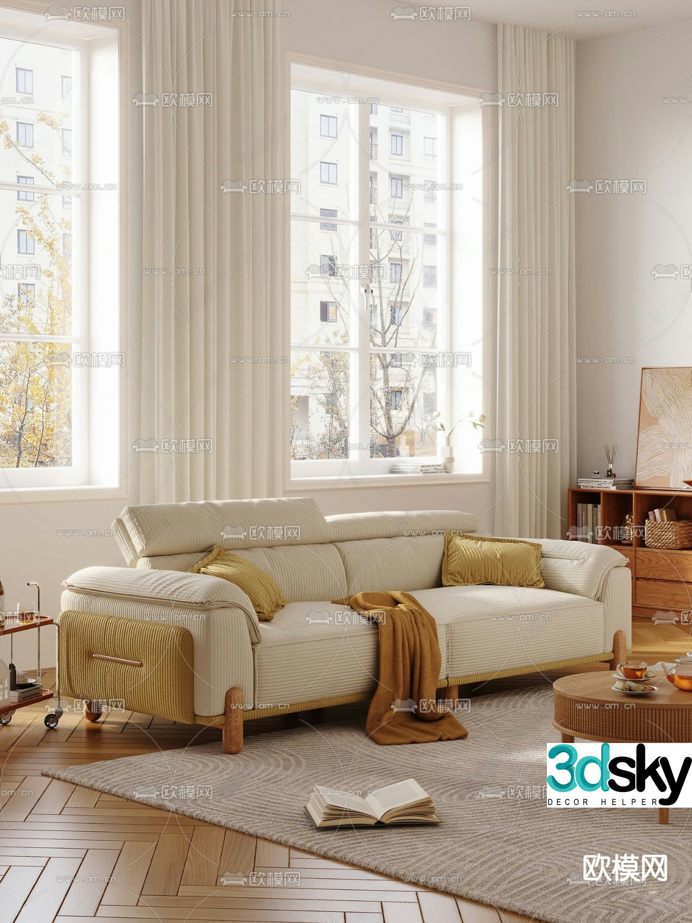 Modern multi-seater sofa 3d model