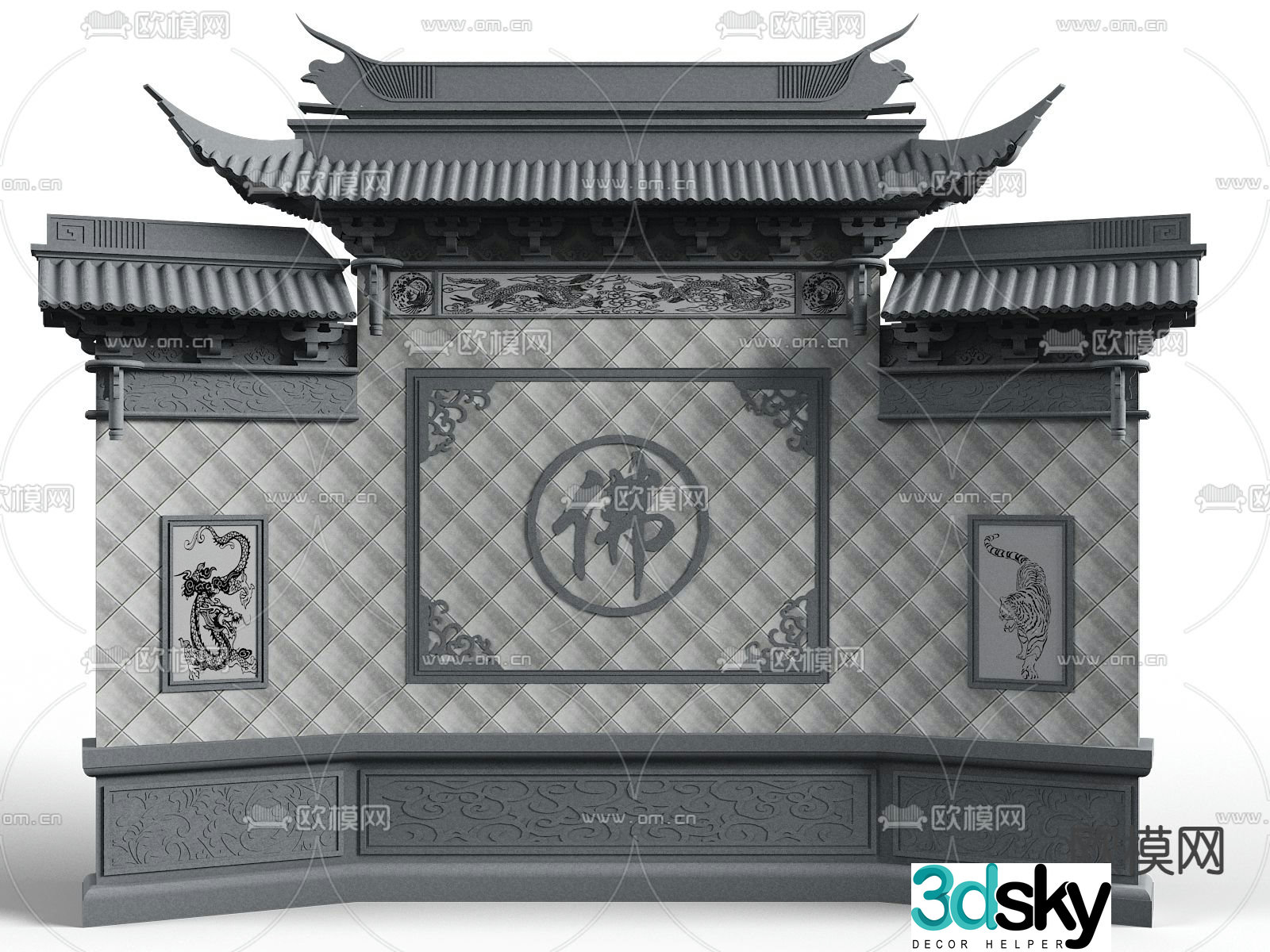 New Chinese style landscape archway sketch 3D model