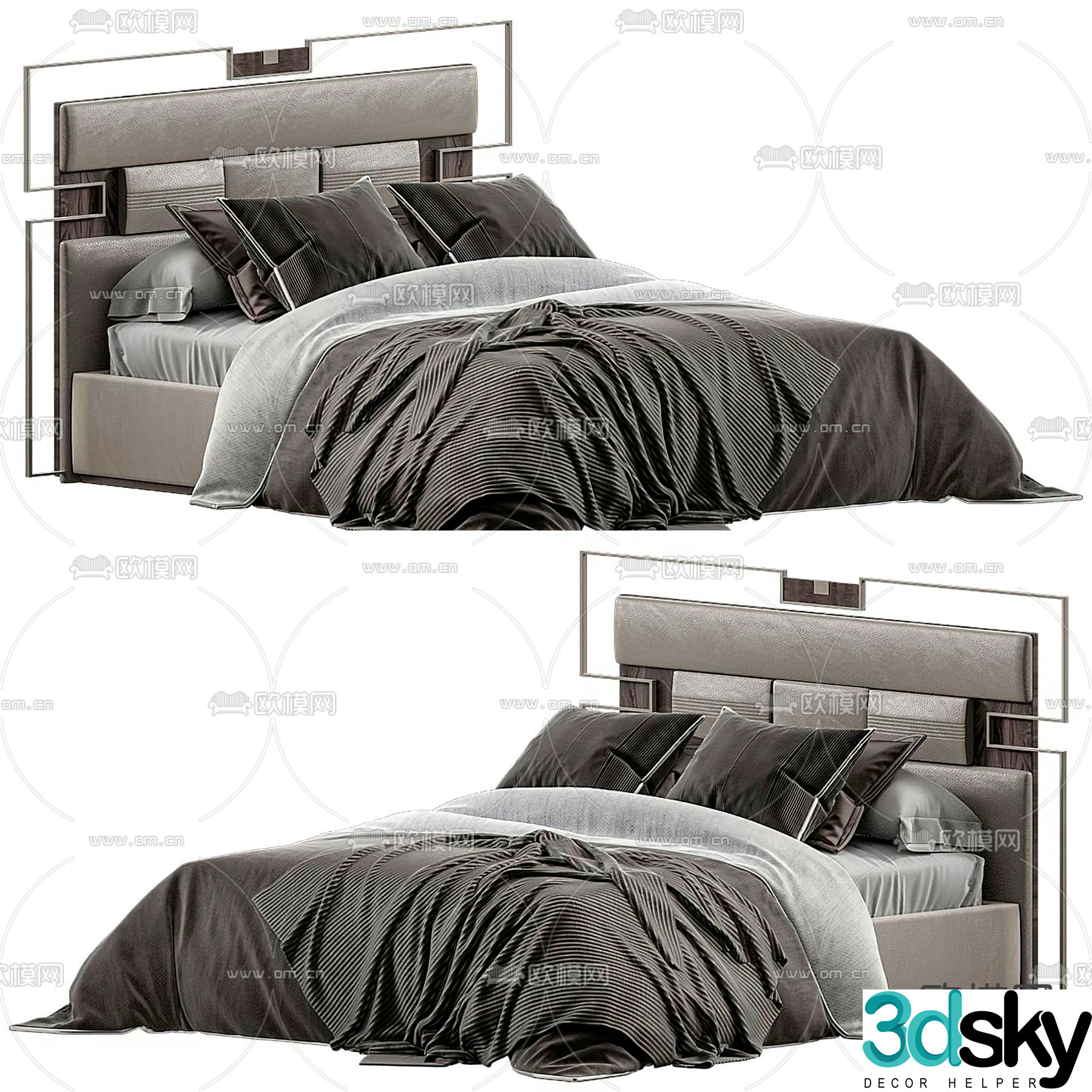 Modern double bed 3d model
