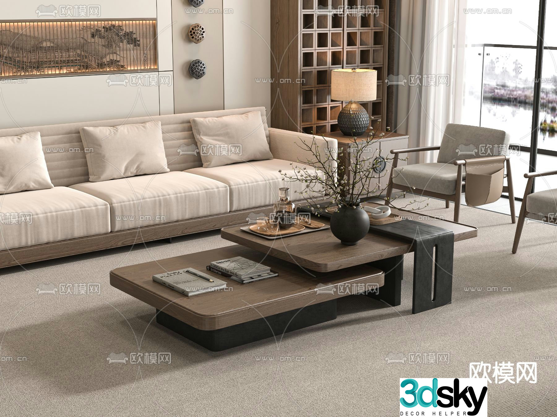 Medieval style sofa combination 3d model