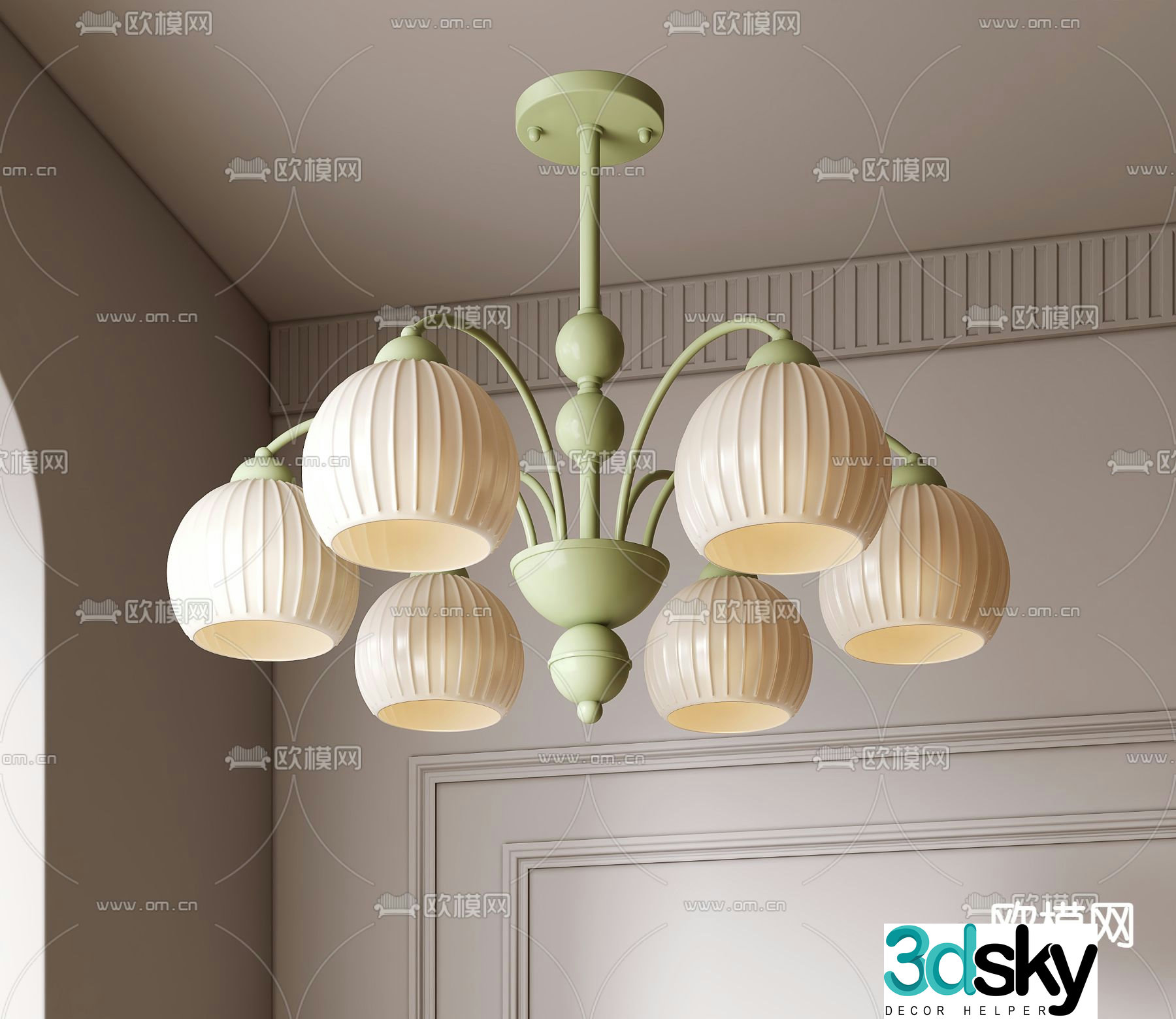 Cream style chandelier hall chandelier 3d model