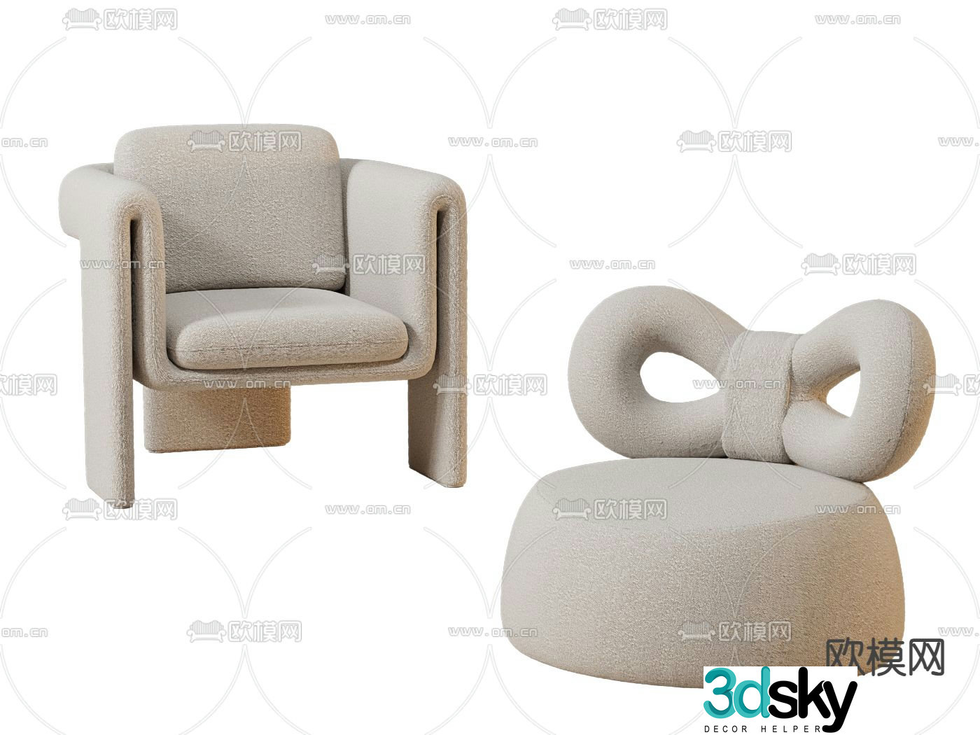 Modern fabric leisure chair 3d model