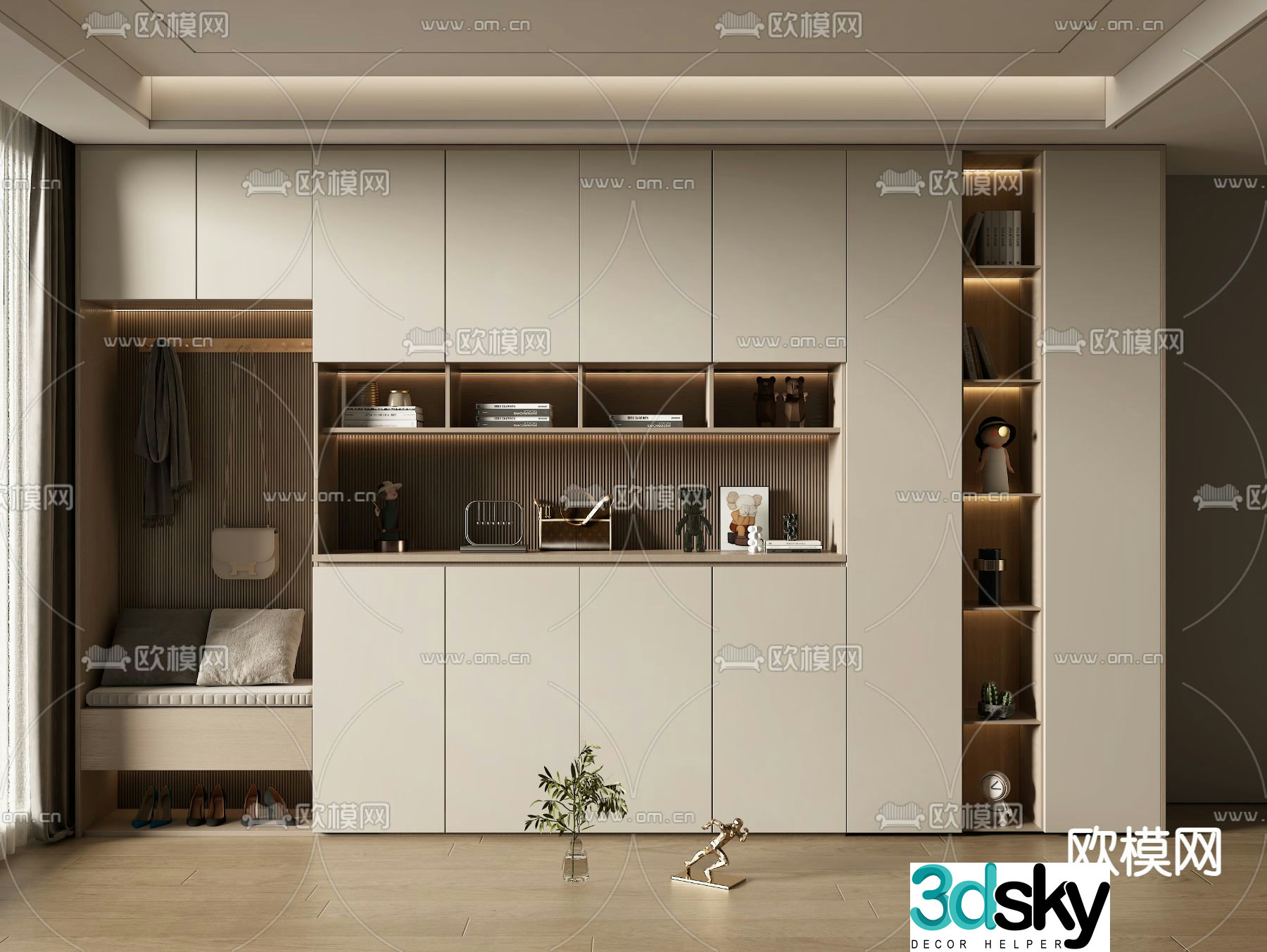 Modern shoe cabinet shoe and hat cabinet 3d model