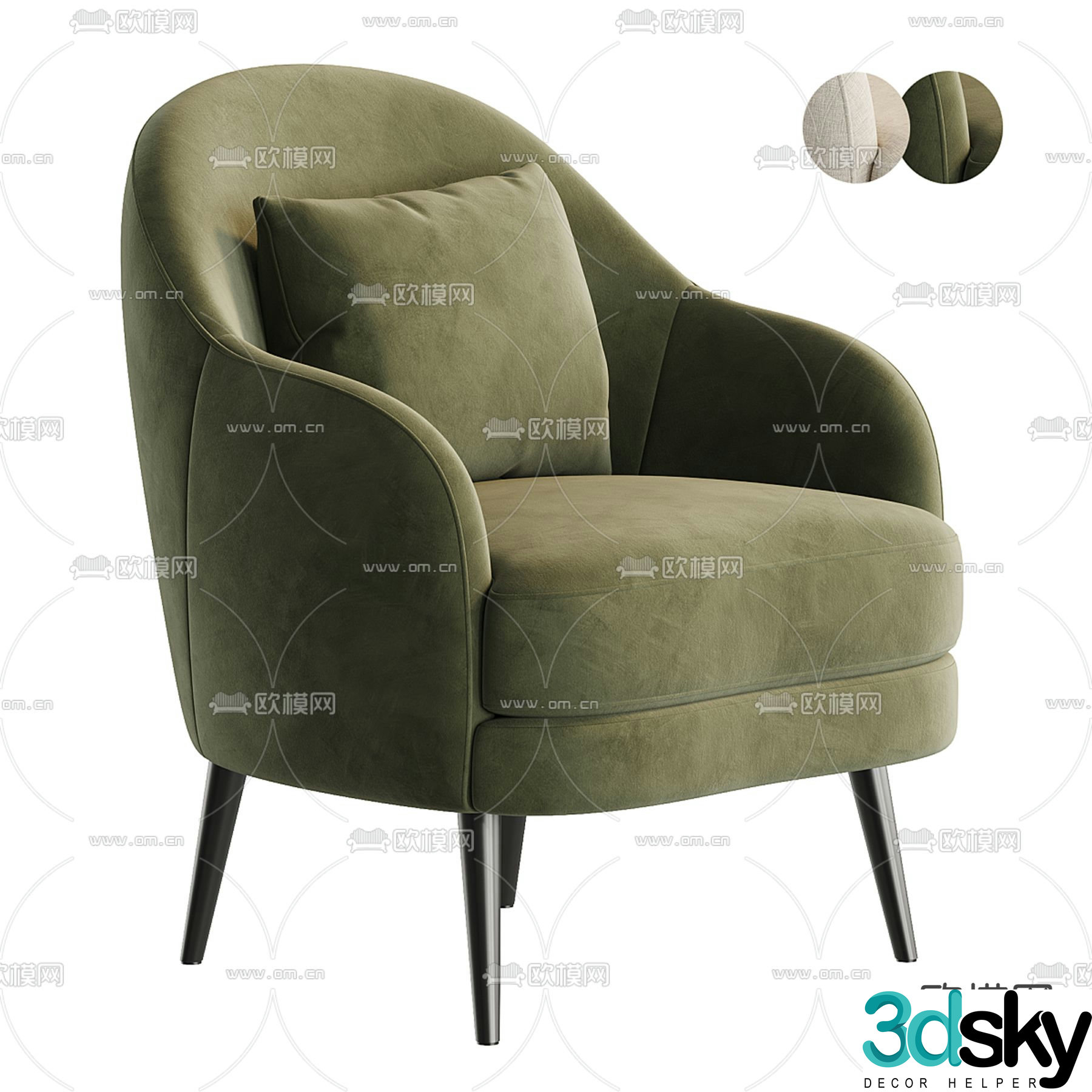 Dantone Home fabric lounge chair 3d model