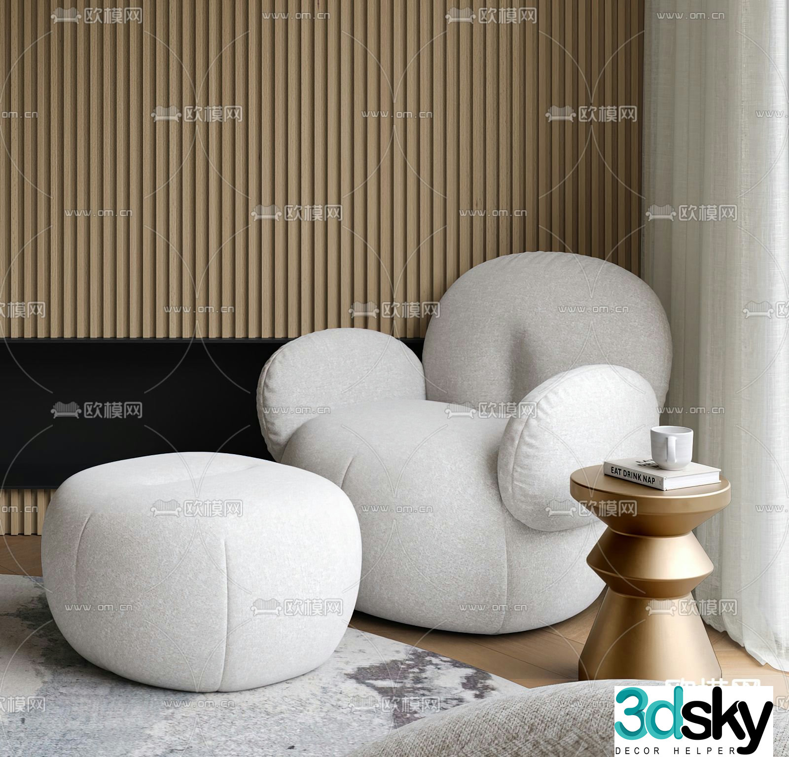 Freifrau simple leisure chair 3d model