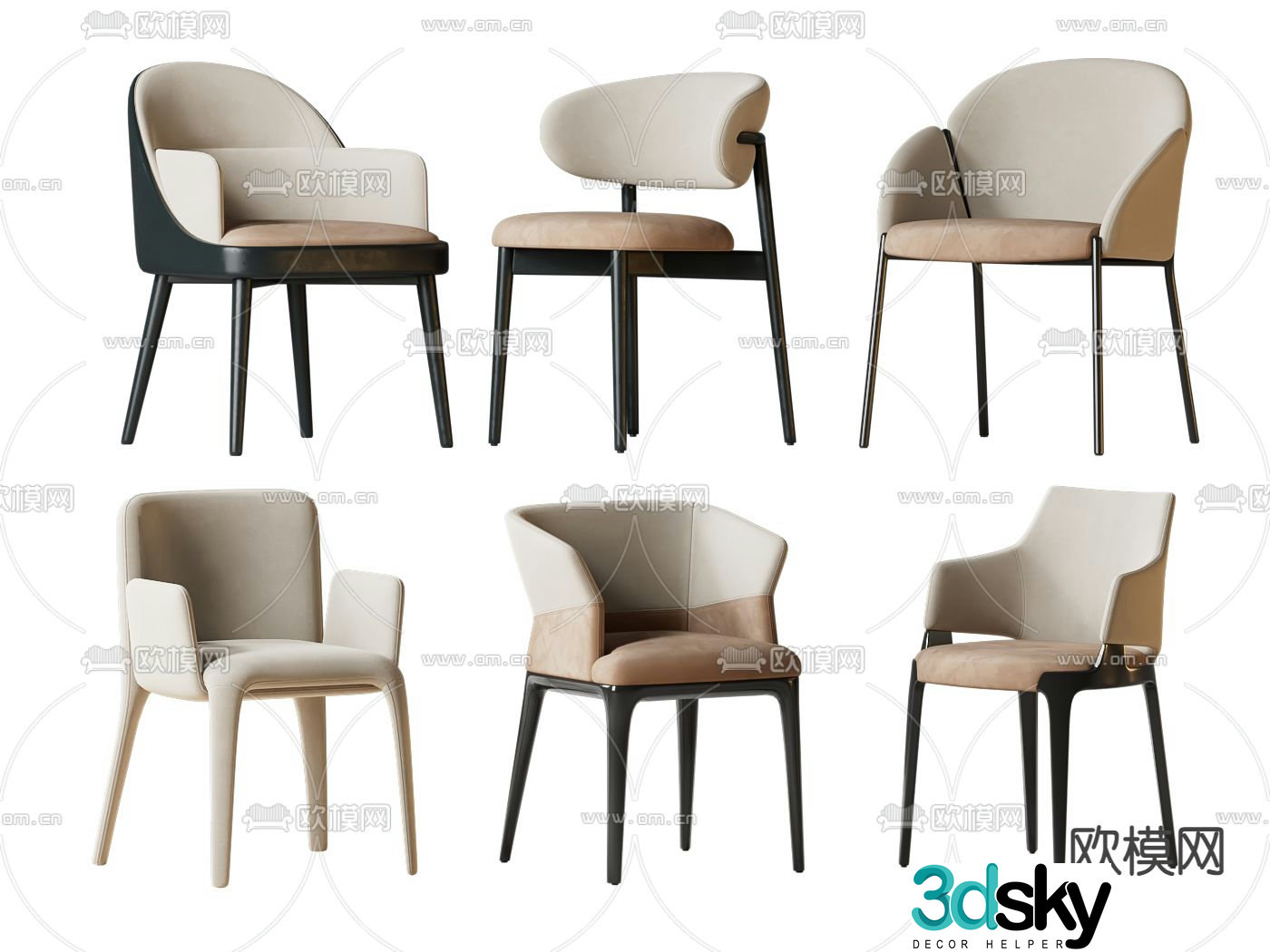 Simple chair dining chair 3d model